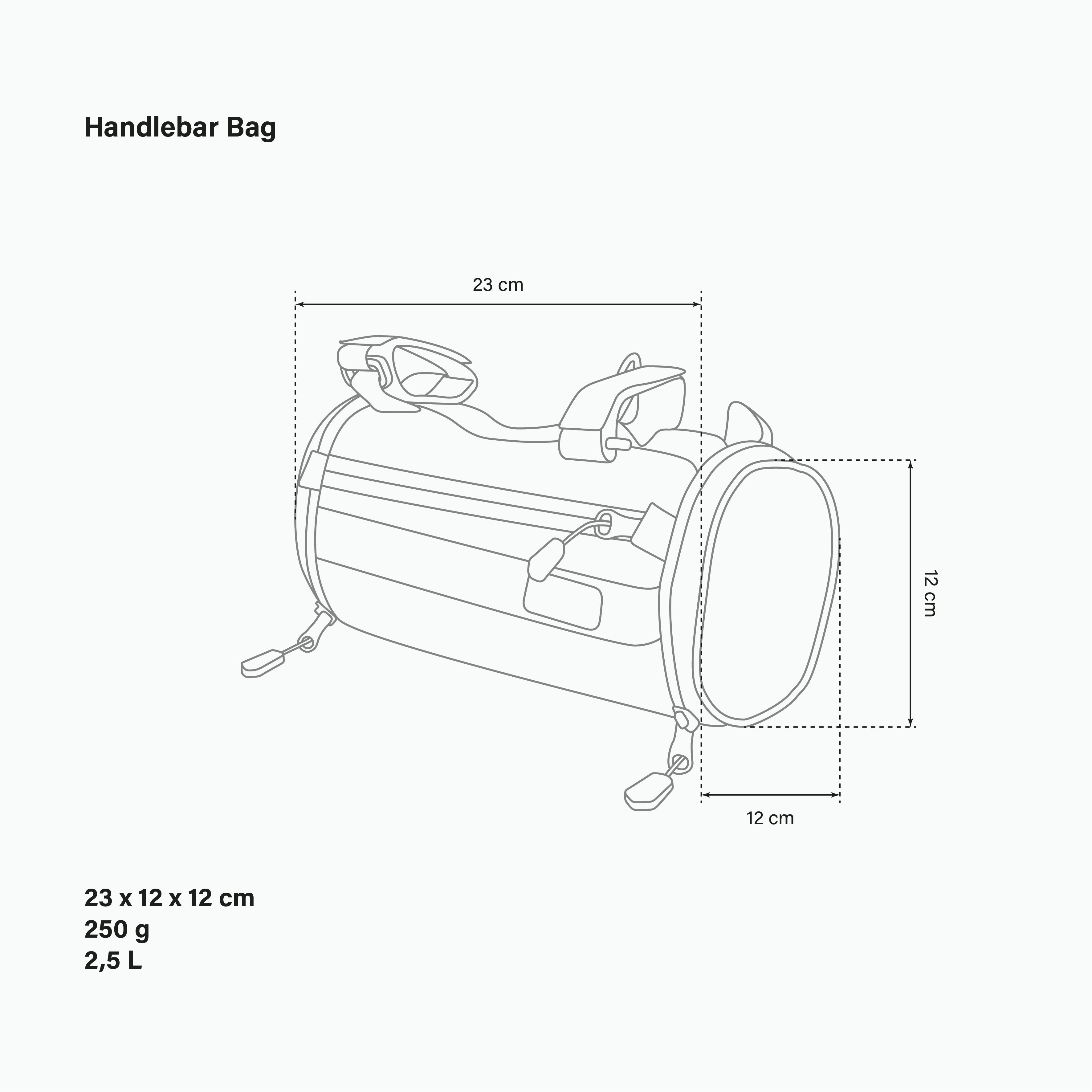 Handlebar bag Dimensions