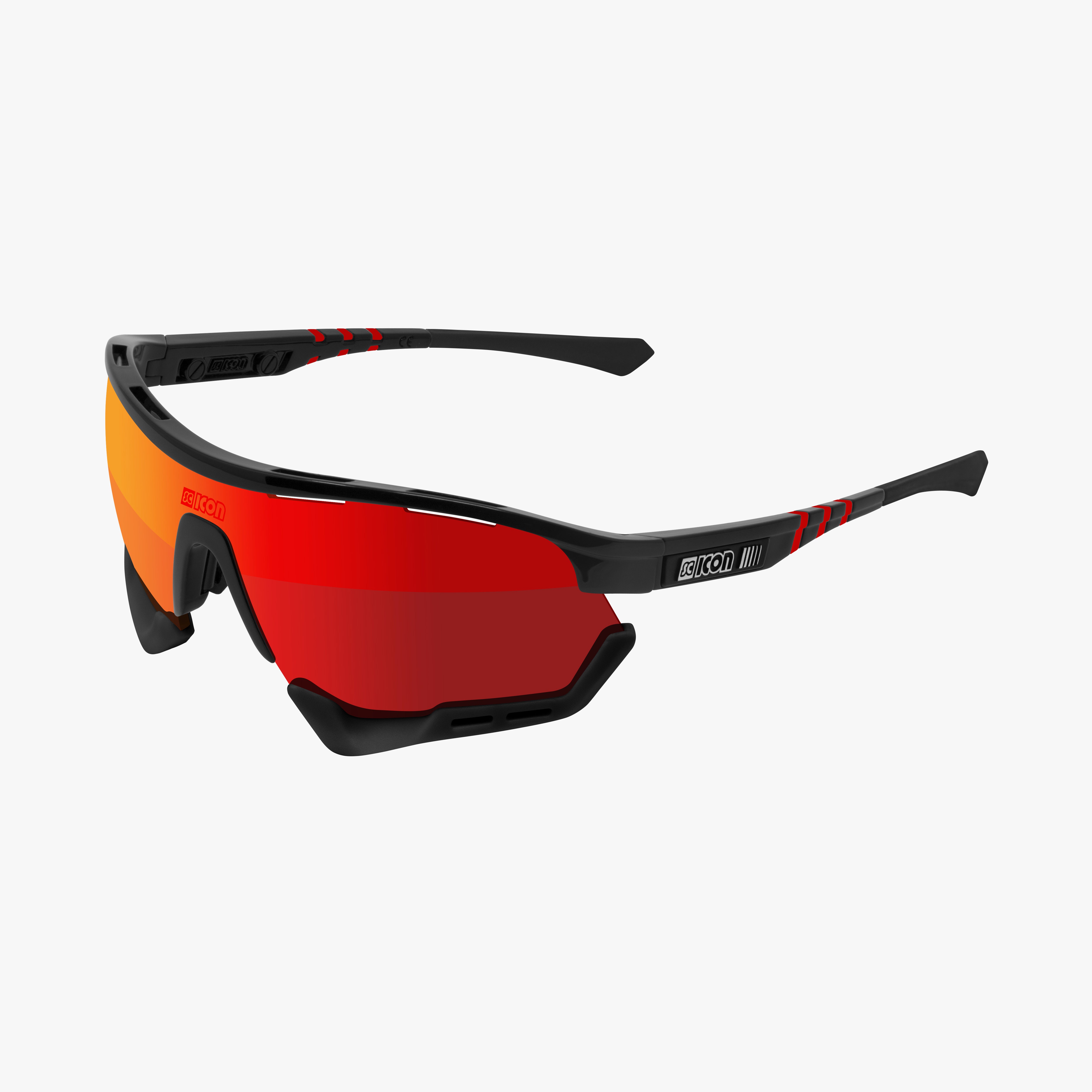 Black/Red Aerotech XL Sport Sunglasses | Scicon Sports