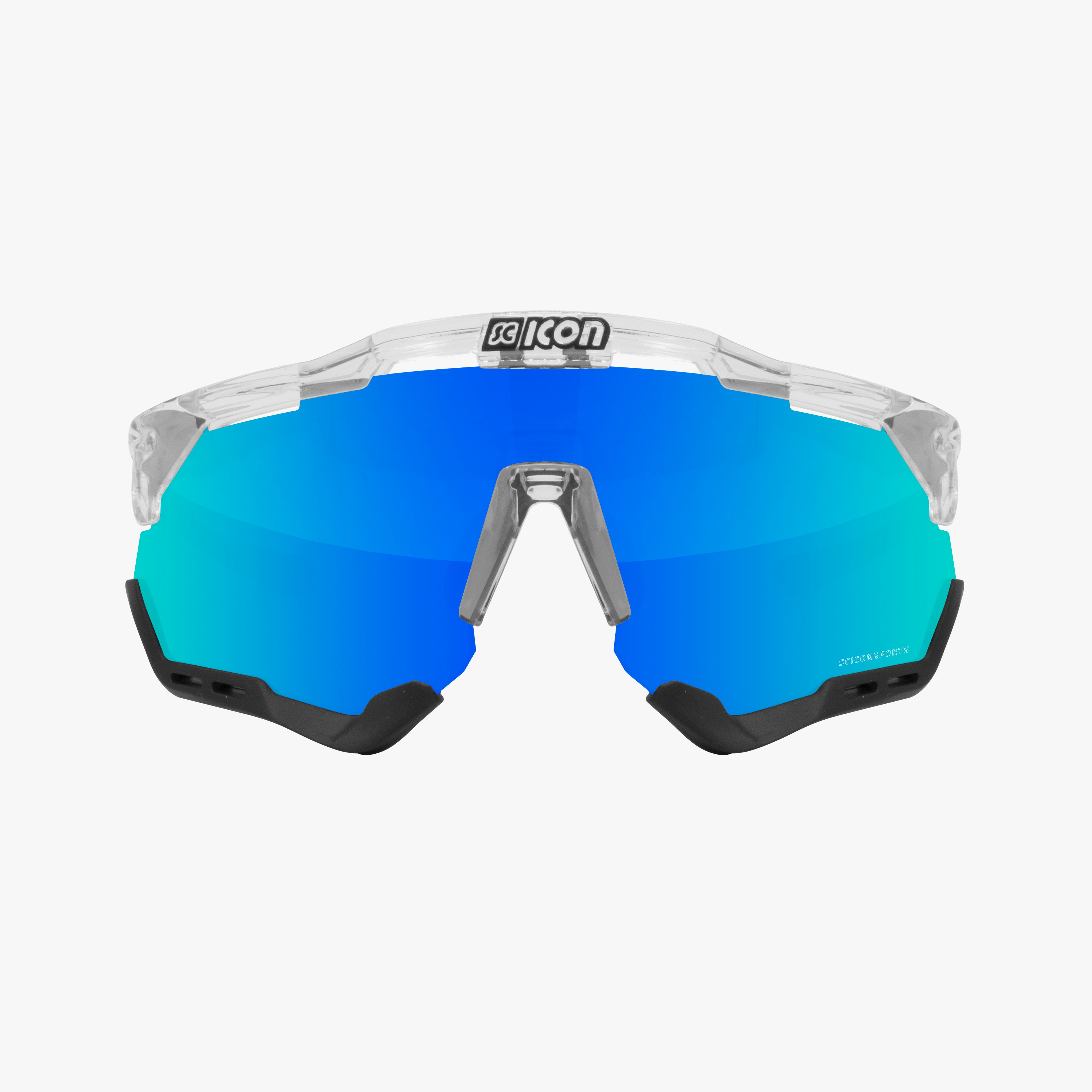 Crystal Gloss/Blue Aeroshade XL Sunglasses | Scicon Sports