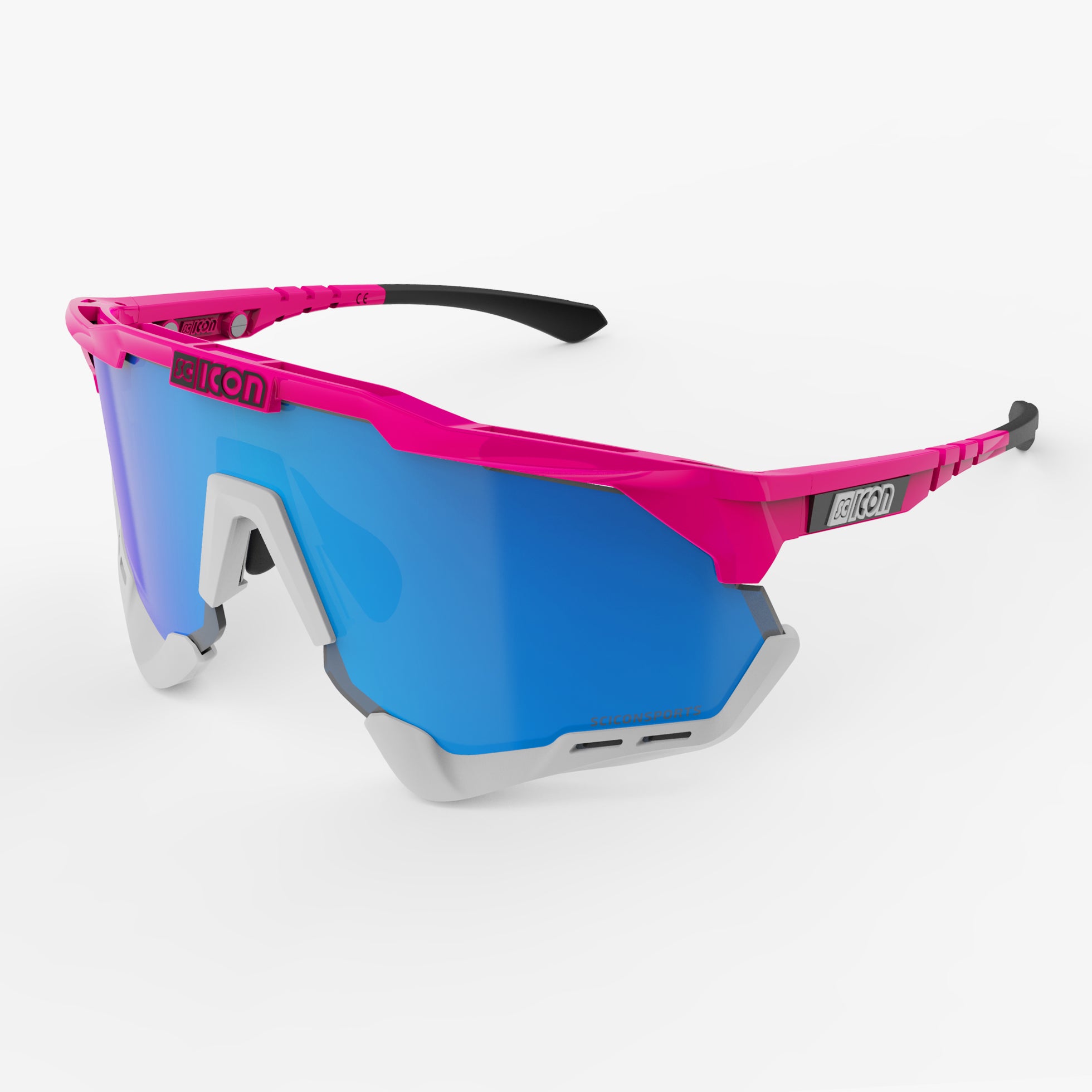 Crystal Gloss/Blue Aeroshade XL Sunglasses | Scicon Sports