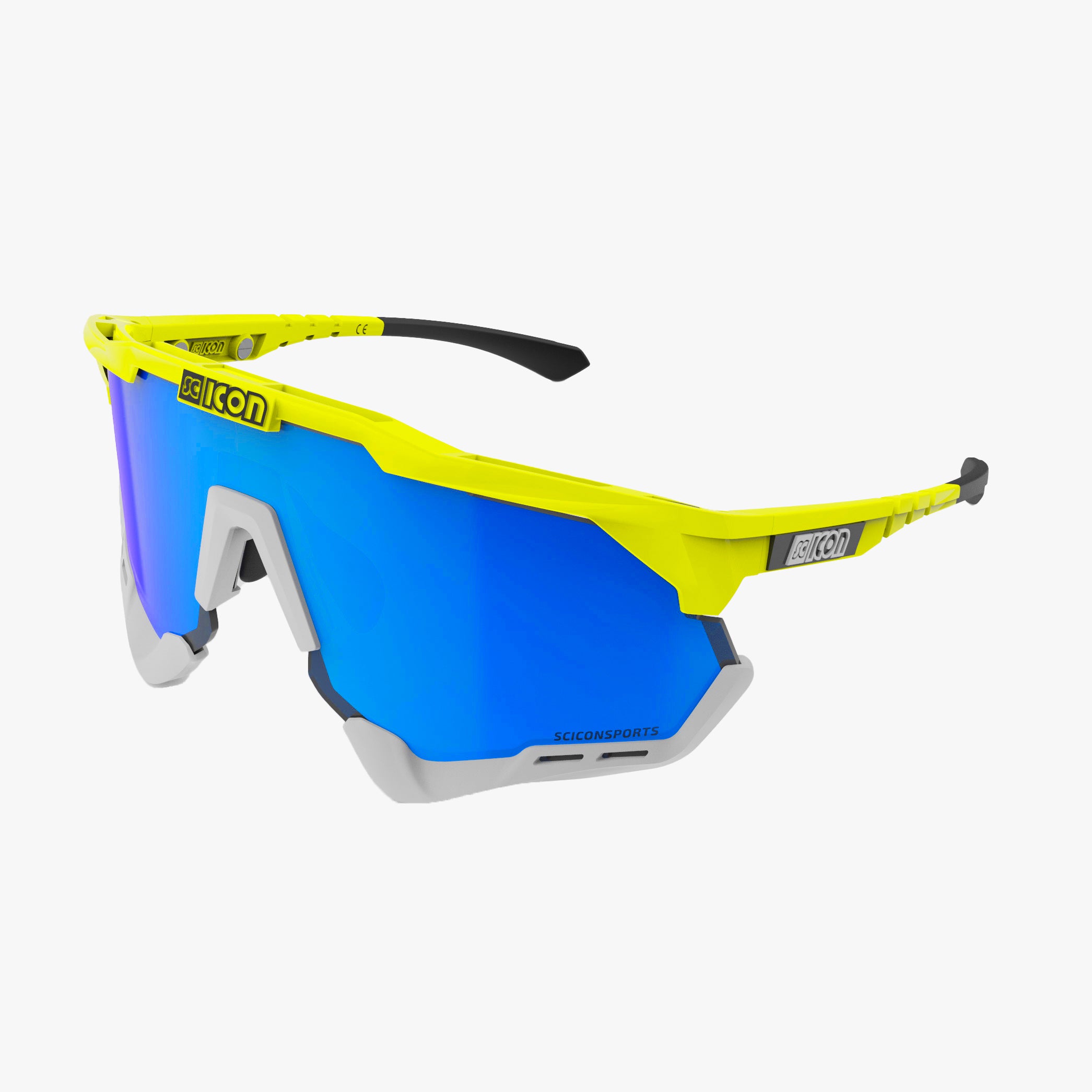 Yellow Fluo/Blue Aeroshade Sport Sunglasses | Scicon Sports