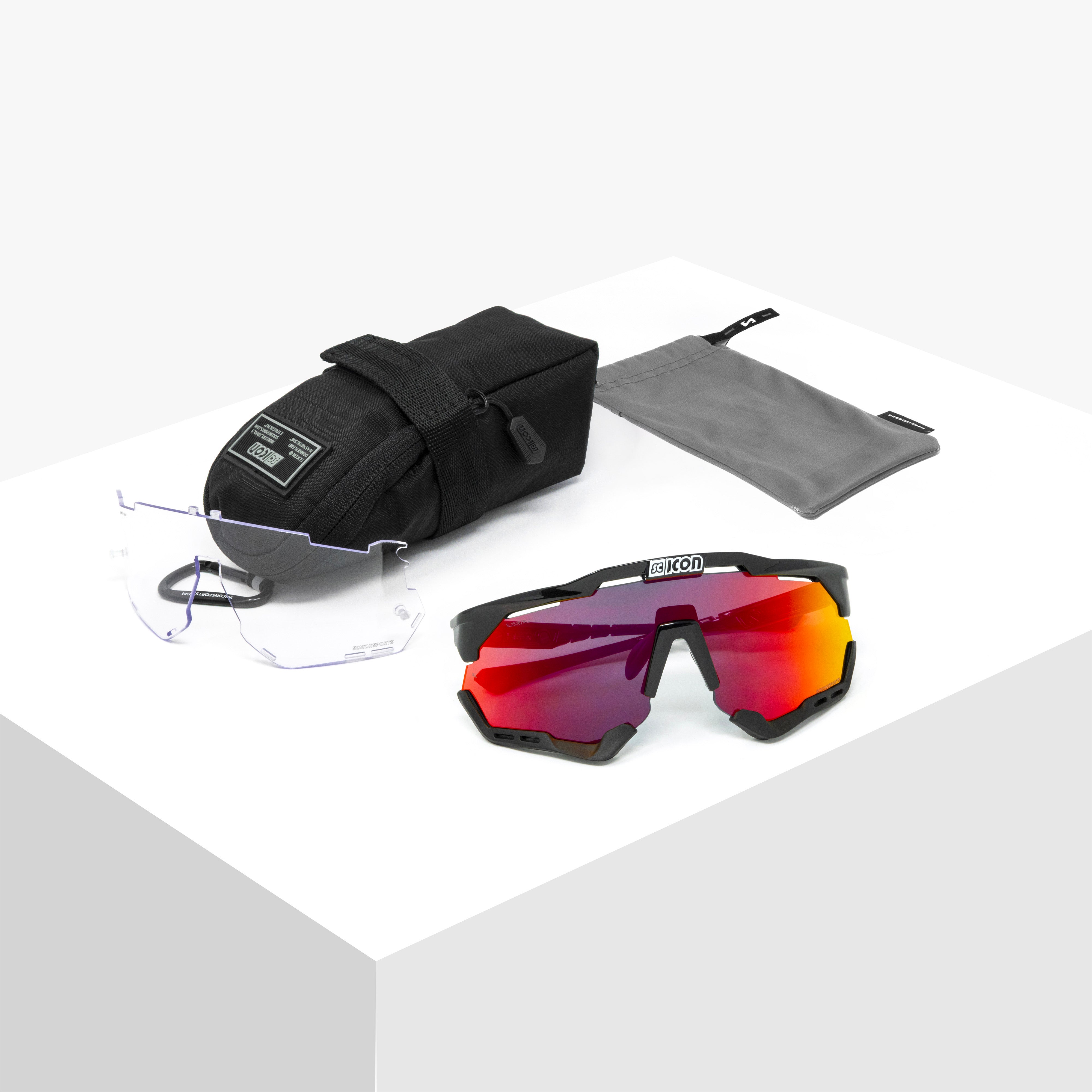 White Gloss/Red Aeroshade XL Sunglasses | Scicon Sports