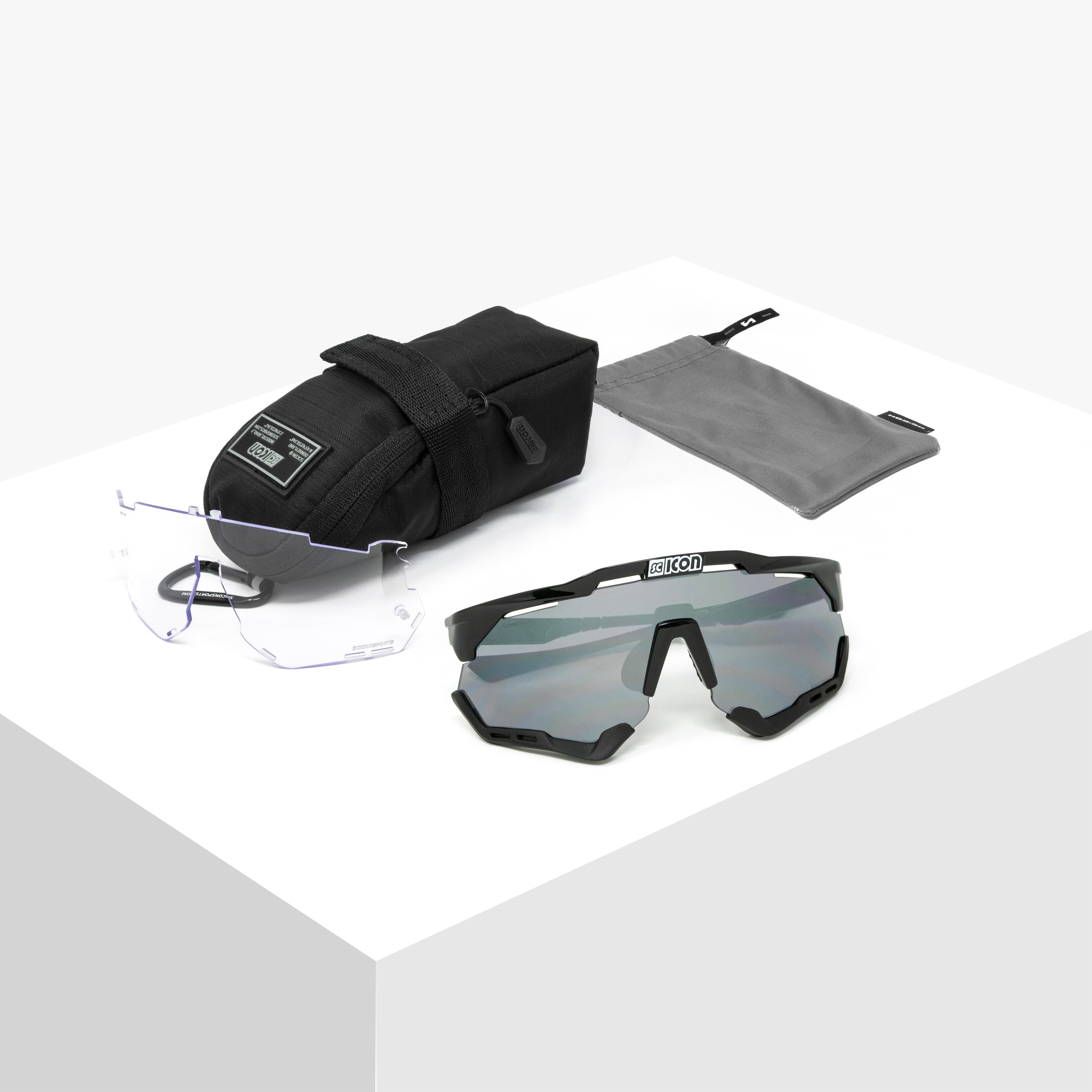 Black Gloss/Silver Aeroshade XL Sunglasses | Scicon Sports