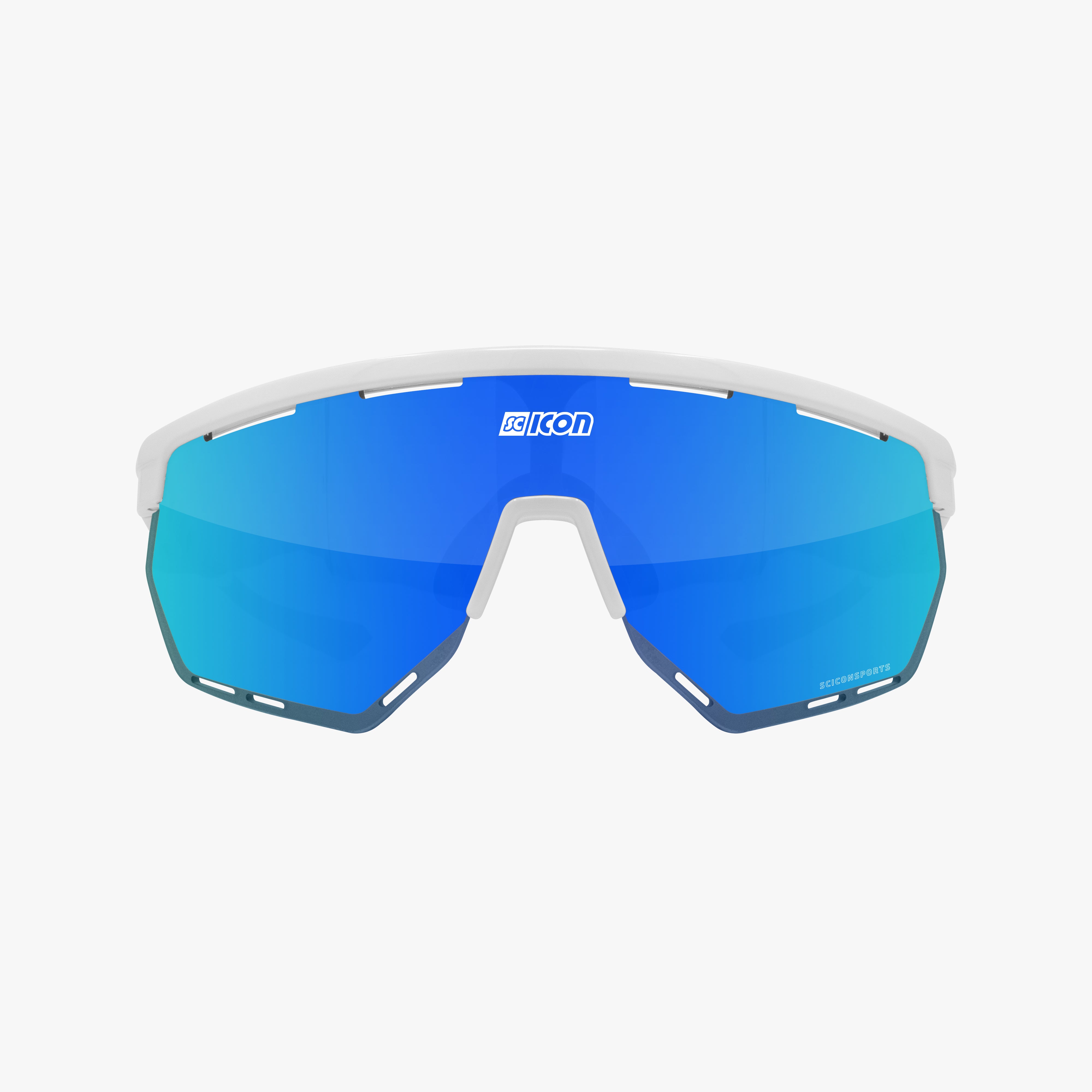 White Gloss/Multimirror Blue Aerowing Cycling Sunglasses