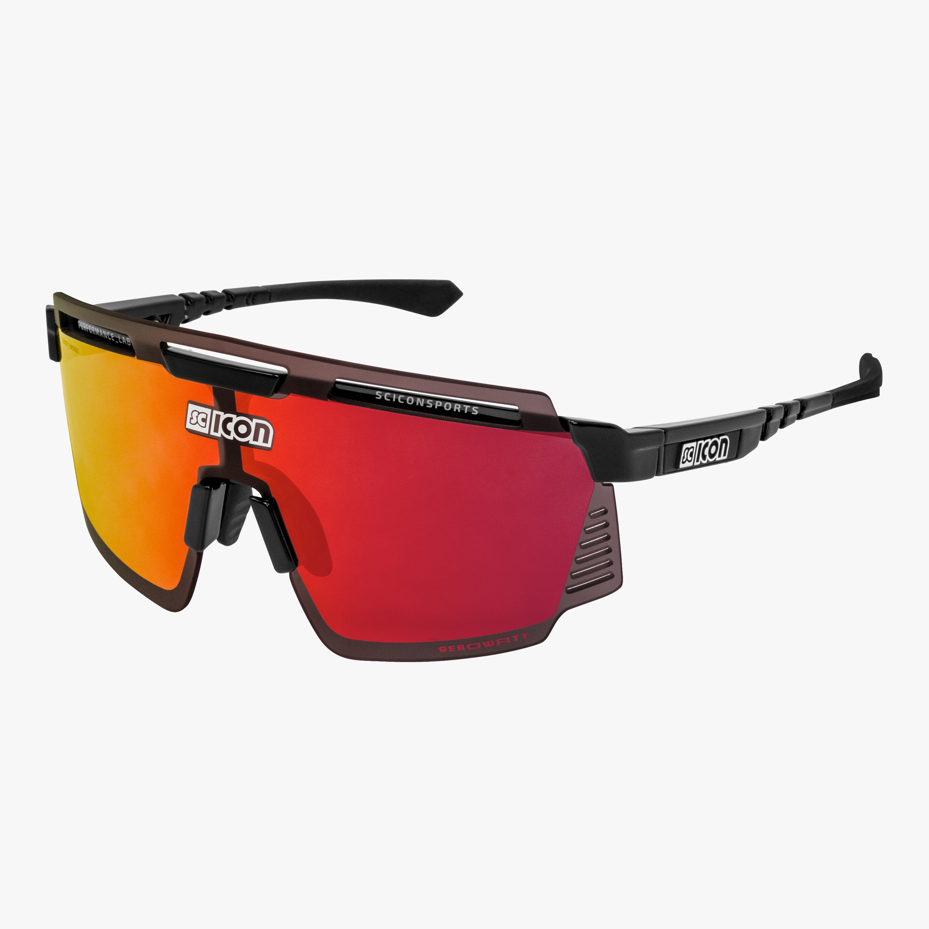 シーコン AEROWATT Black/Red Aerowatt Sport Sunglasses | Scicon Sports