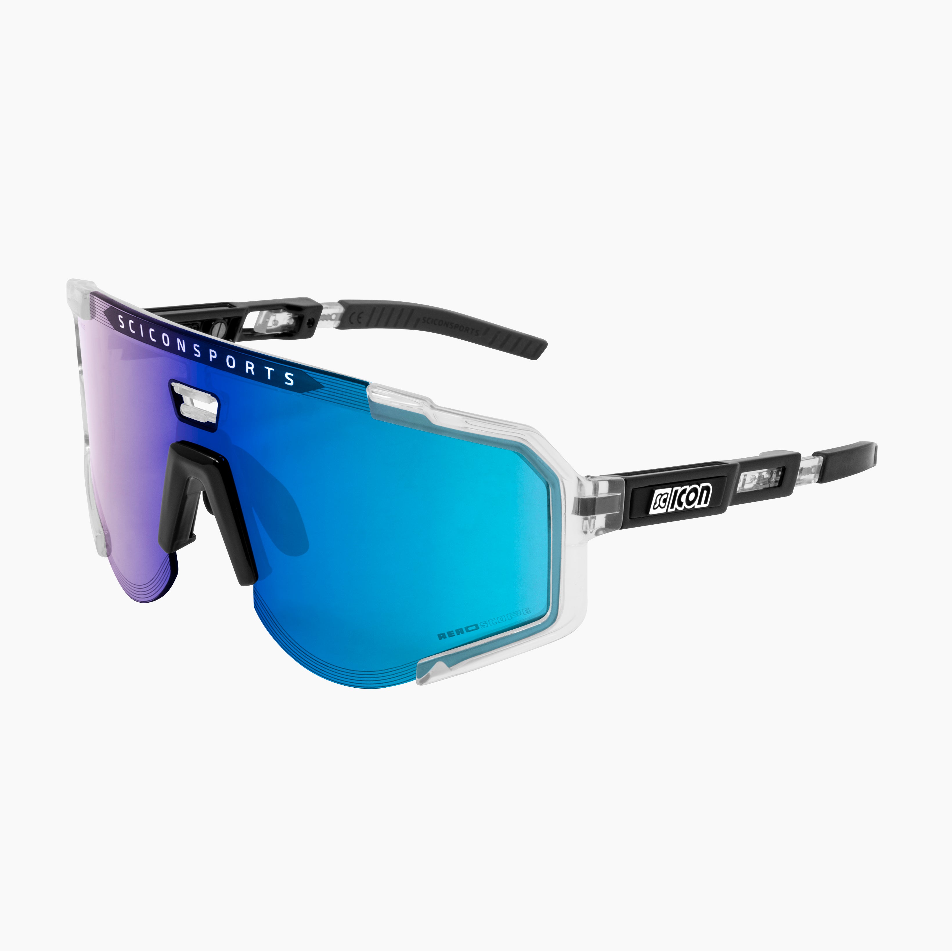 White/Multimirror Blue Aeroscope Sport Sunglasses