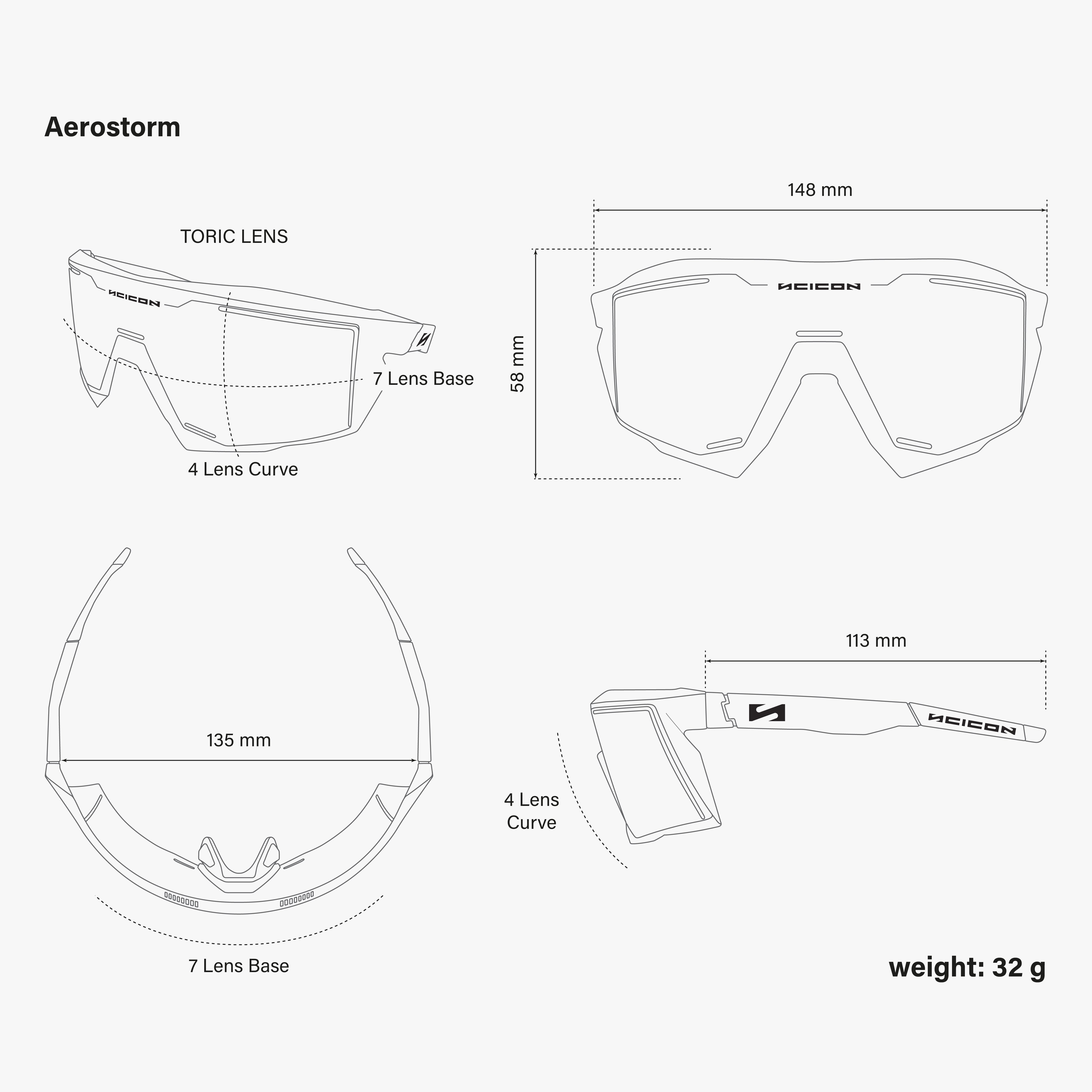 Aerostorm Multimirror Gold Dimensions