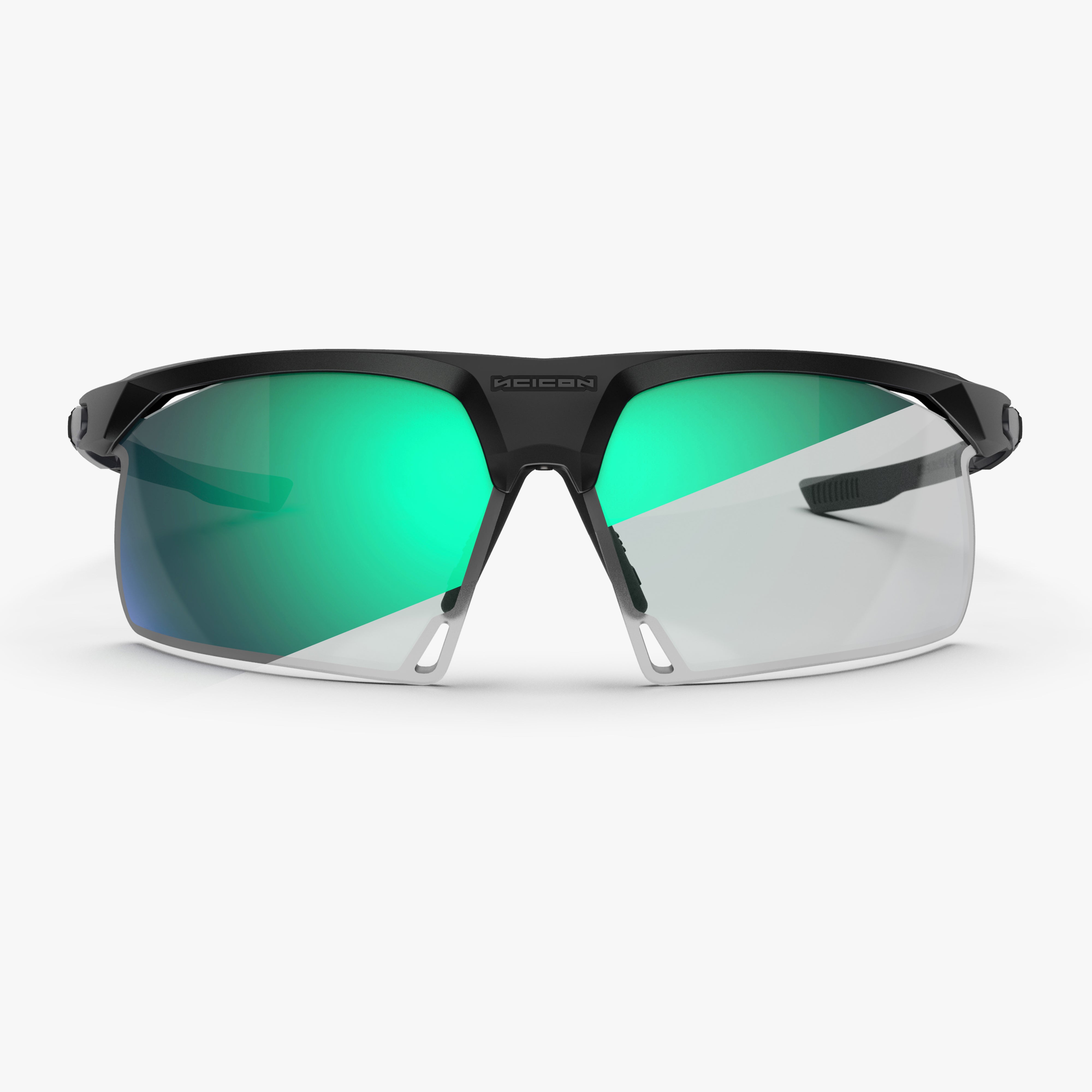 Aerobeam Matte Black + Photochromic Clear to Multimirror Blue Green front