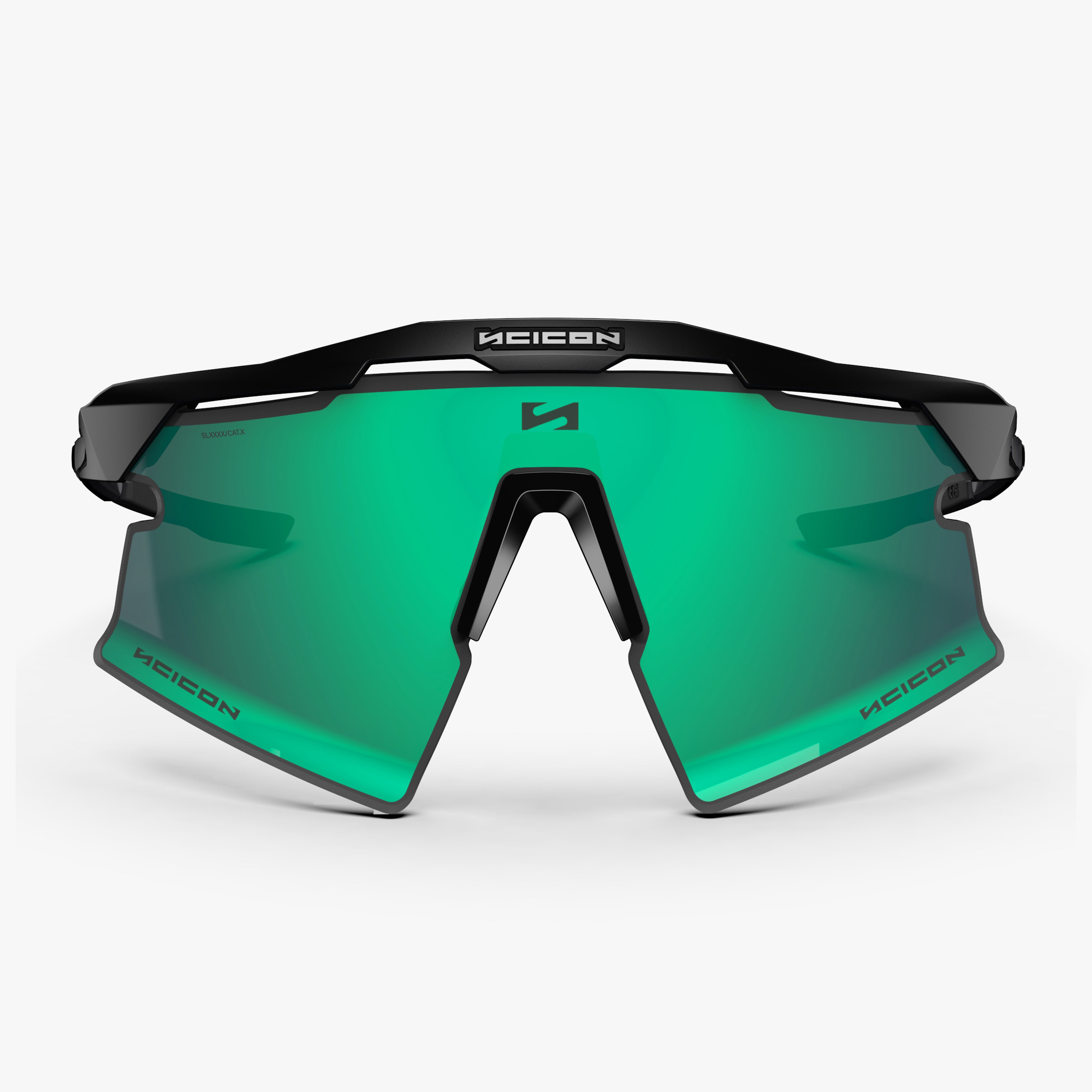 Aeroshade 2.0 Titanium Strake Matte Black Multimirror Blue Green front