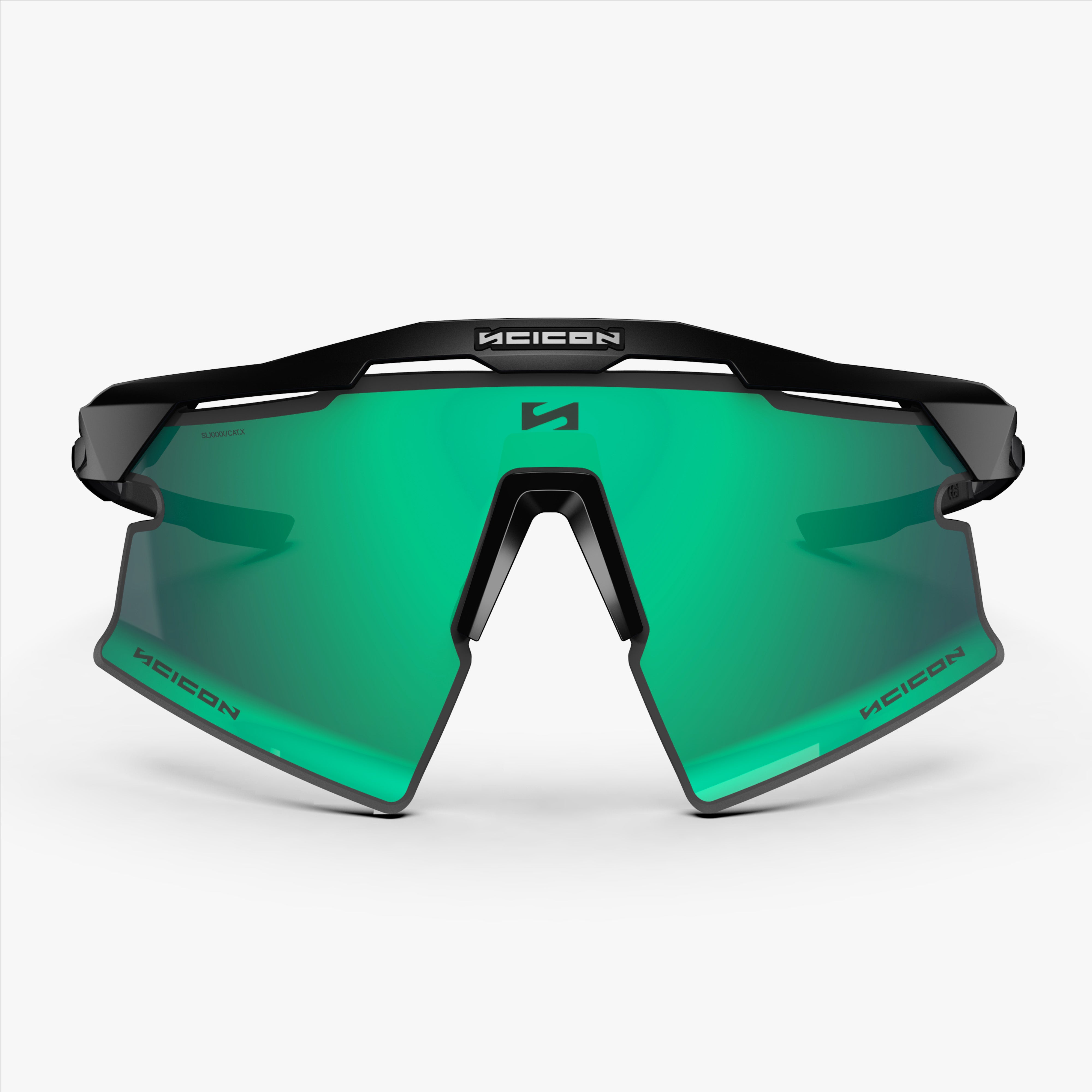 Aeroshade 2.0 Titanium Strake Matte Black Multimirror Blue Green front