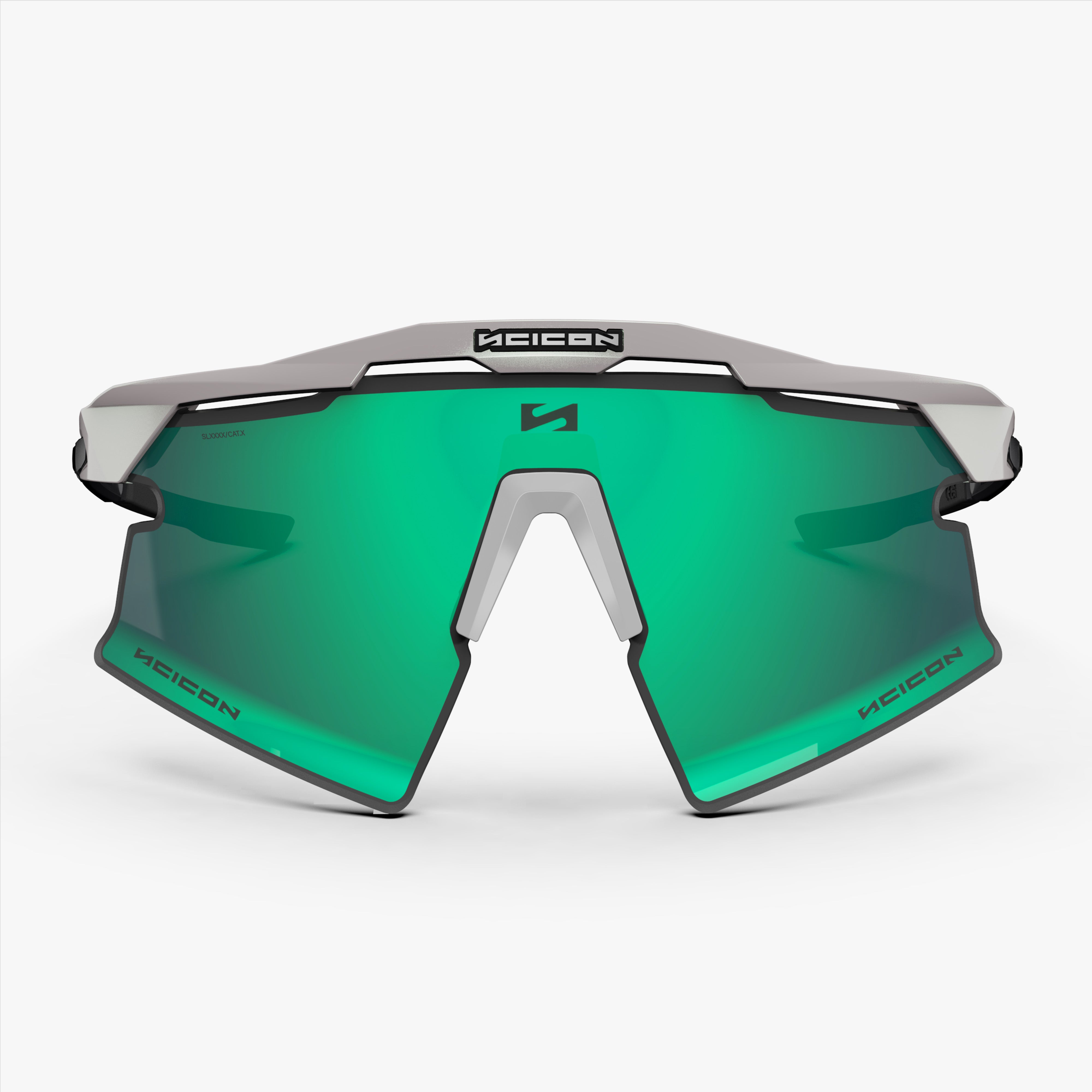 Aeroshade 2.0 Titanium Strake White Metal Matte Multimirror Blue Green front