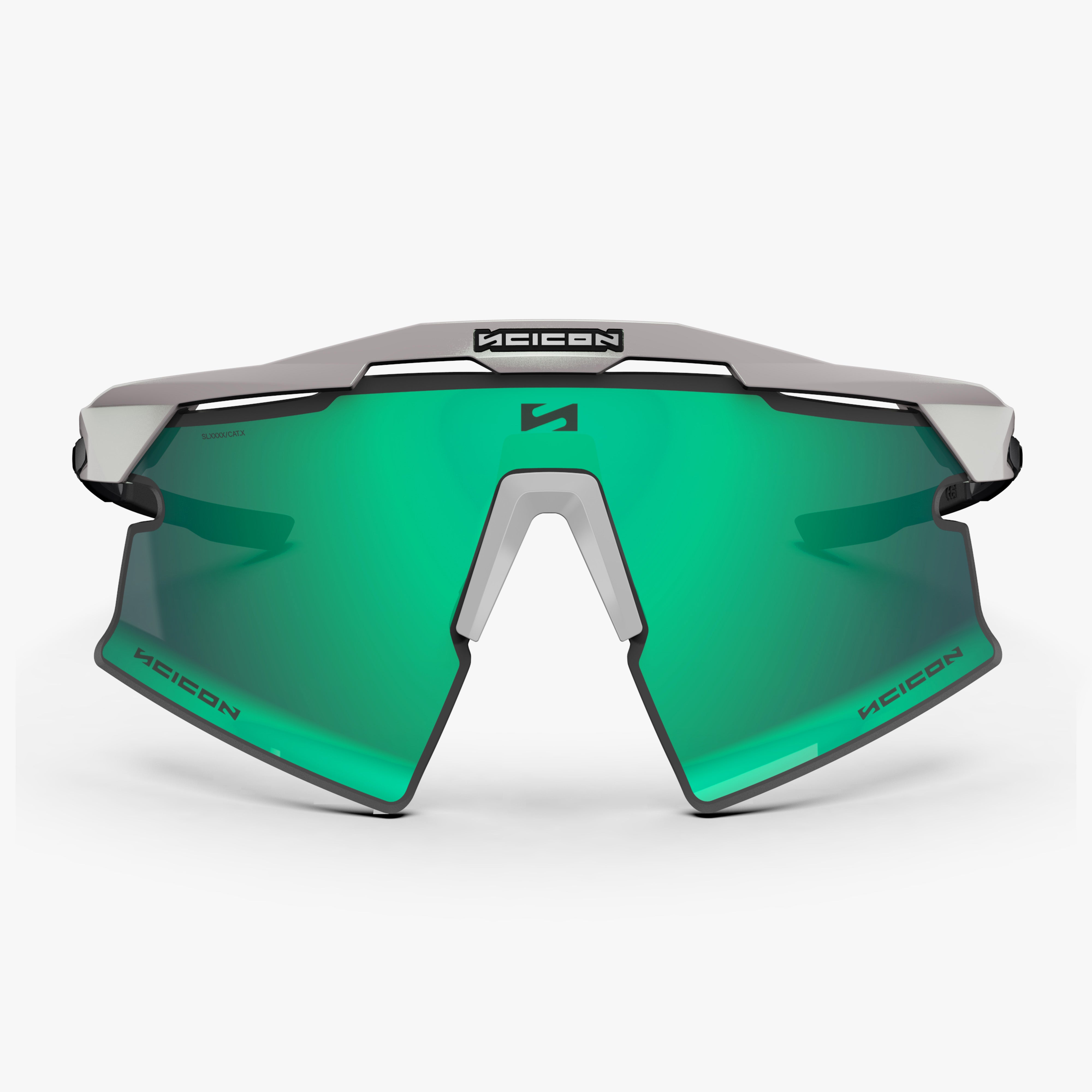 Aeroshade 2.0 Titanium Strake White Metal Matte Multimirror Blue Green front