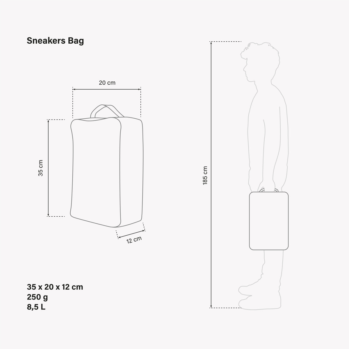 Sneakers bag dimensions