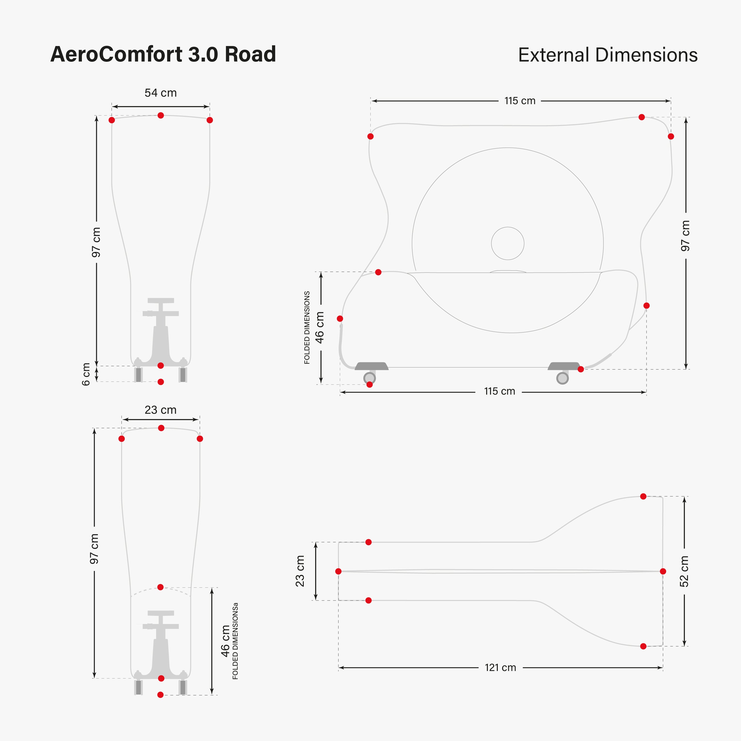 Aerocomfort 3.0 Road External Dimensions