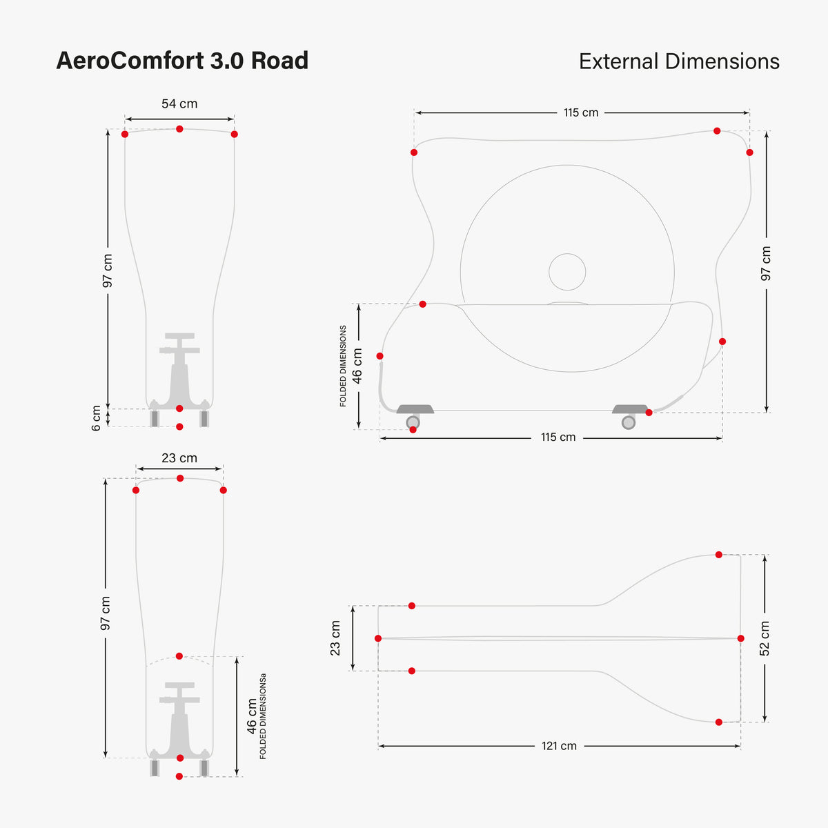 Aerocomfort 3.0 Road External Dimensions