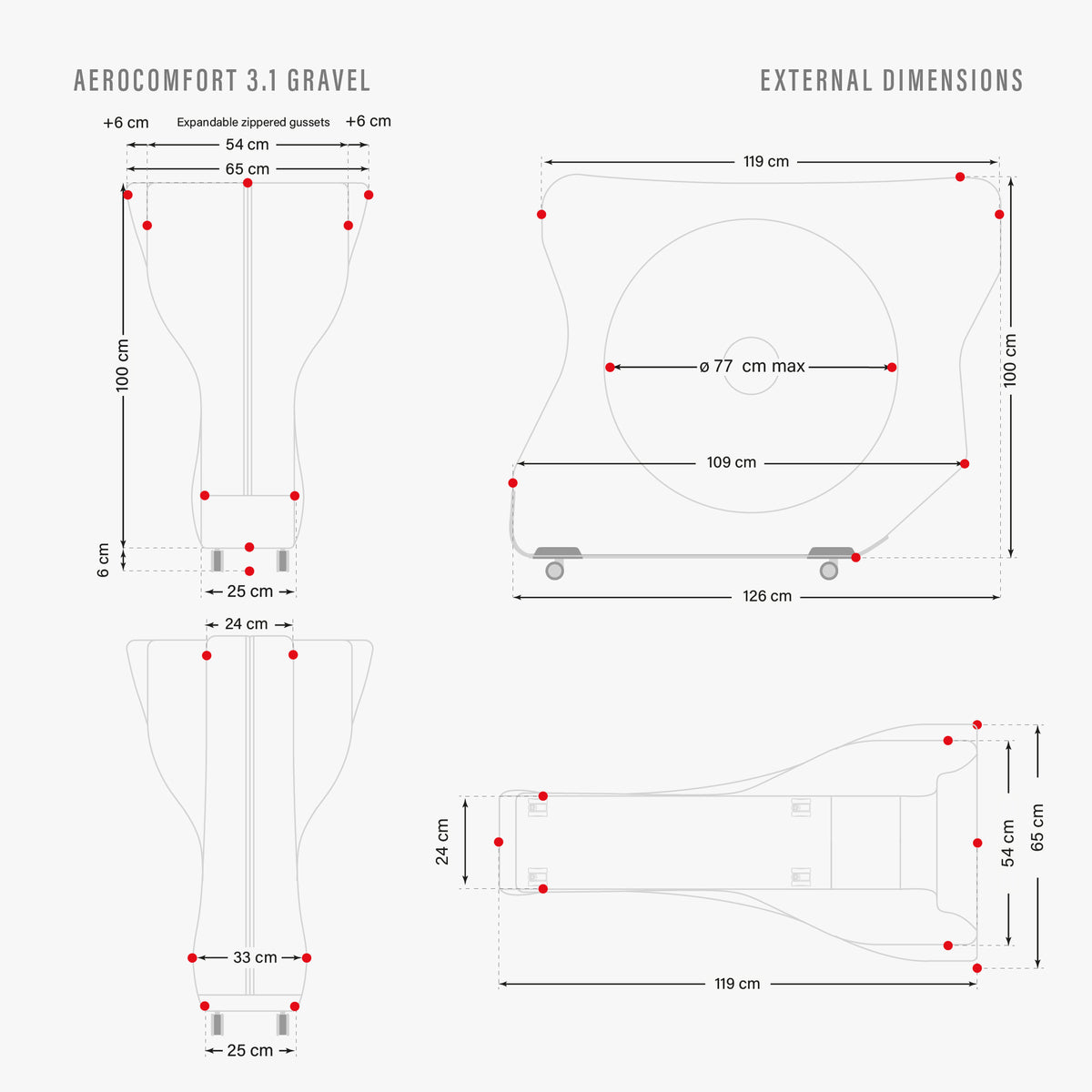 Aerocomfort Gravel dimensions