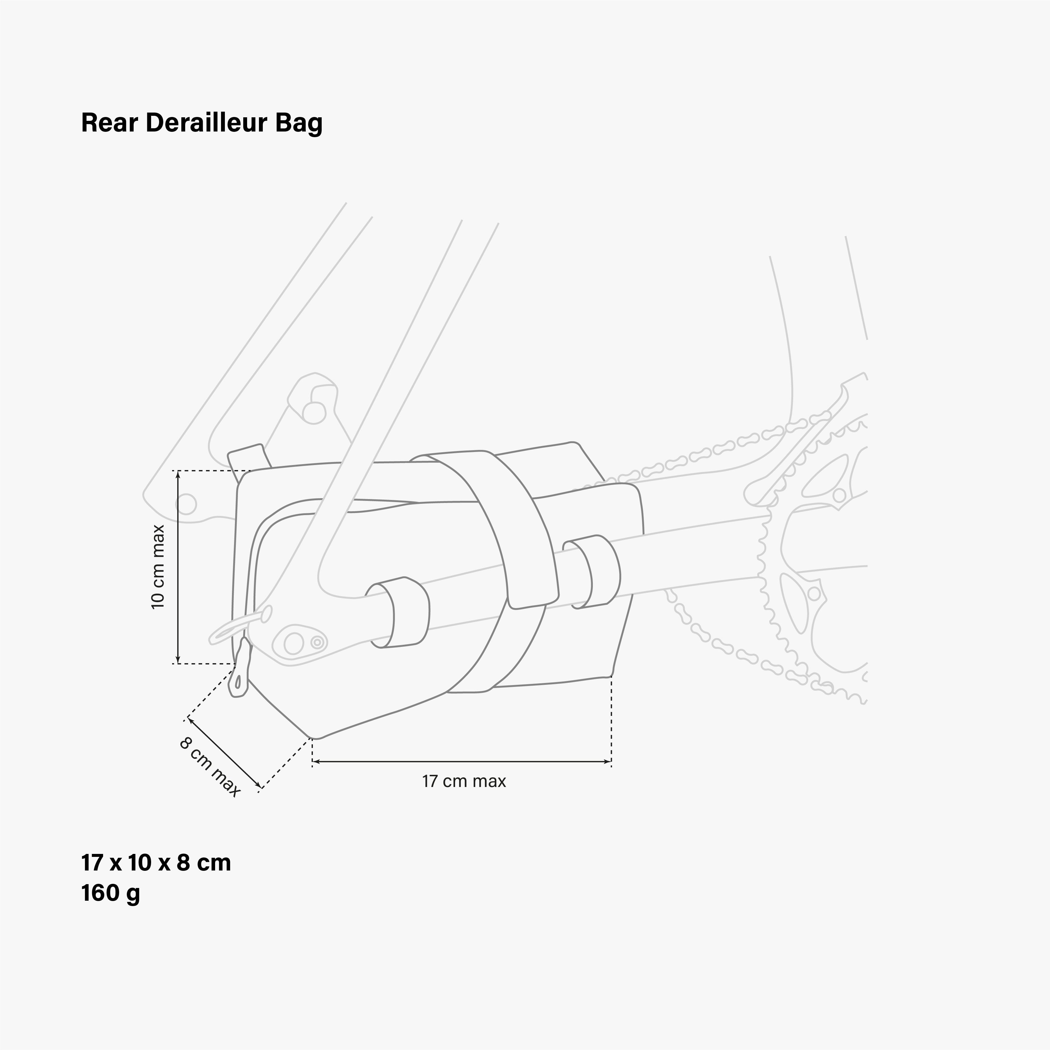 Rear derailleur bag Dimensions