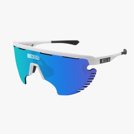 Scicon Sports | Aerowing Lamon Sport Performance Sunglasses - White Gloss / Multimirror Blue - EY30030800