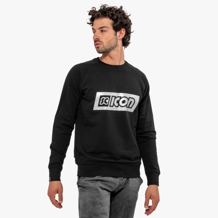 Scicon Sports | Crew Neck Sweater - Black - Reflective- Boxed - logo - SW52212