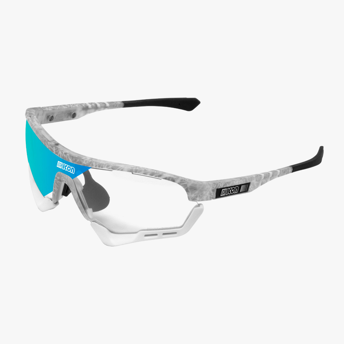 Scicon Sports | Aerotech Sport Cycling Performance Sunglasses - Frozen Matt / Photocromatic Blue - EY13130502