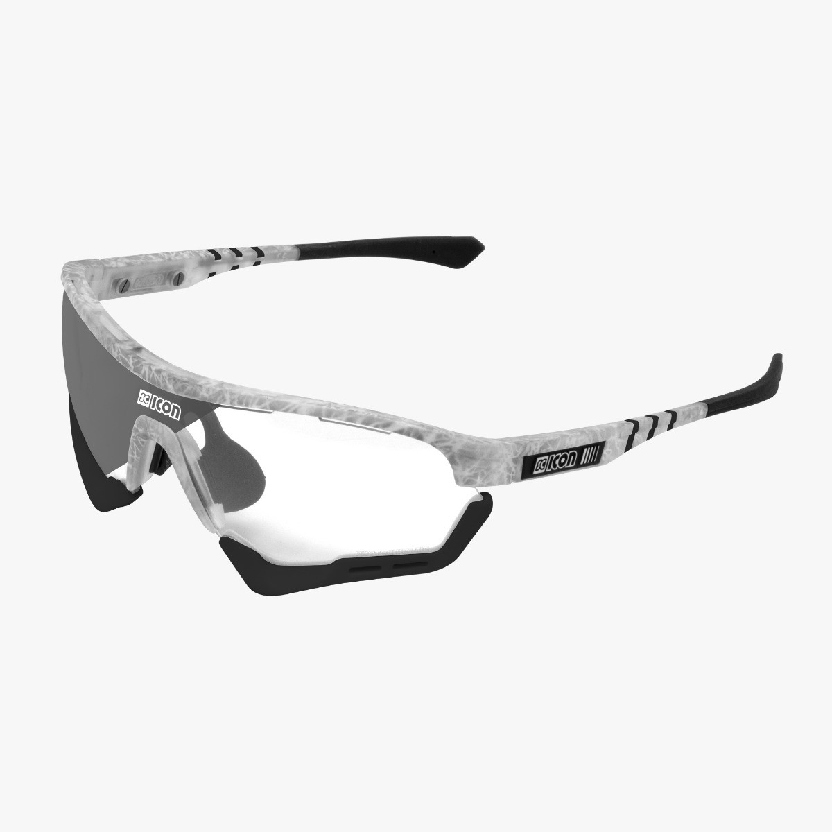 Scicon Sports | Aerotech Sport Cycling Performance Sunglasses - Frozen White / Photocromatic Silver - EY13180505