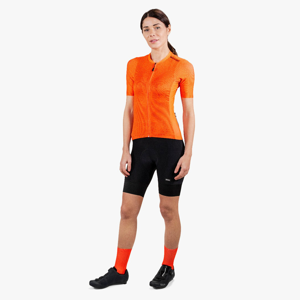 cjw11008 women cycling jersey x over 9 5 summer short sleeve orange fluo scicon