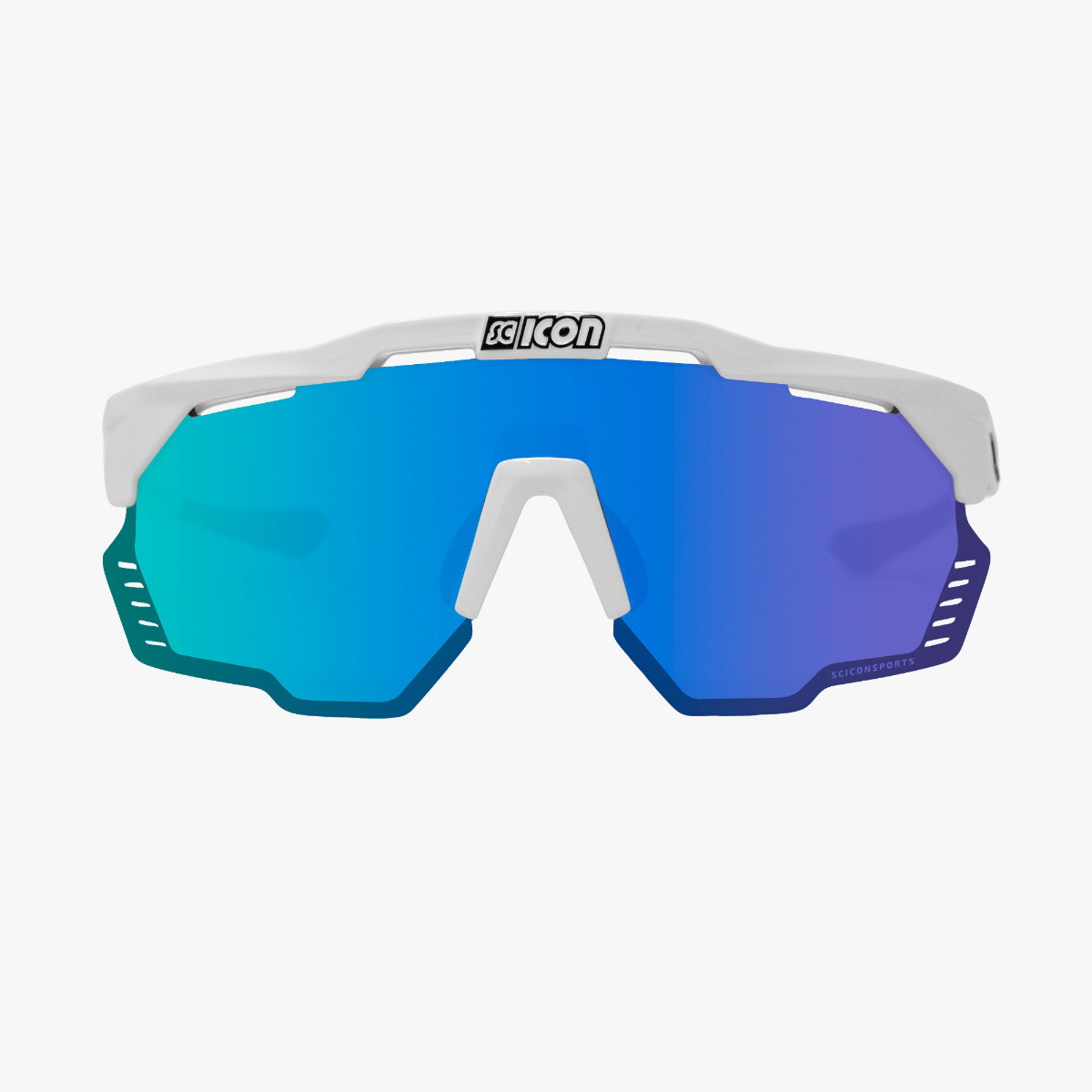 Scicon Sports | Aeroshade Kunken Performance Sunglasses - White Matt / Multimorror Blue - EY31030800