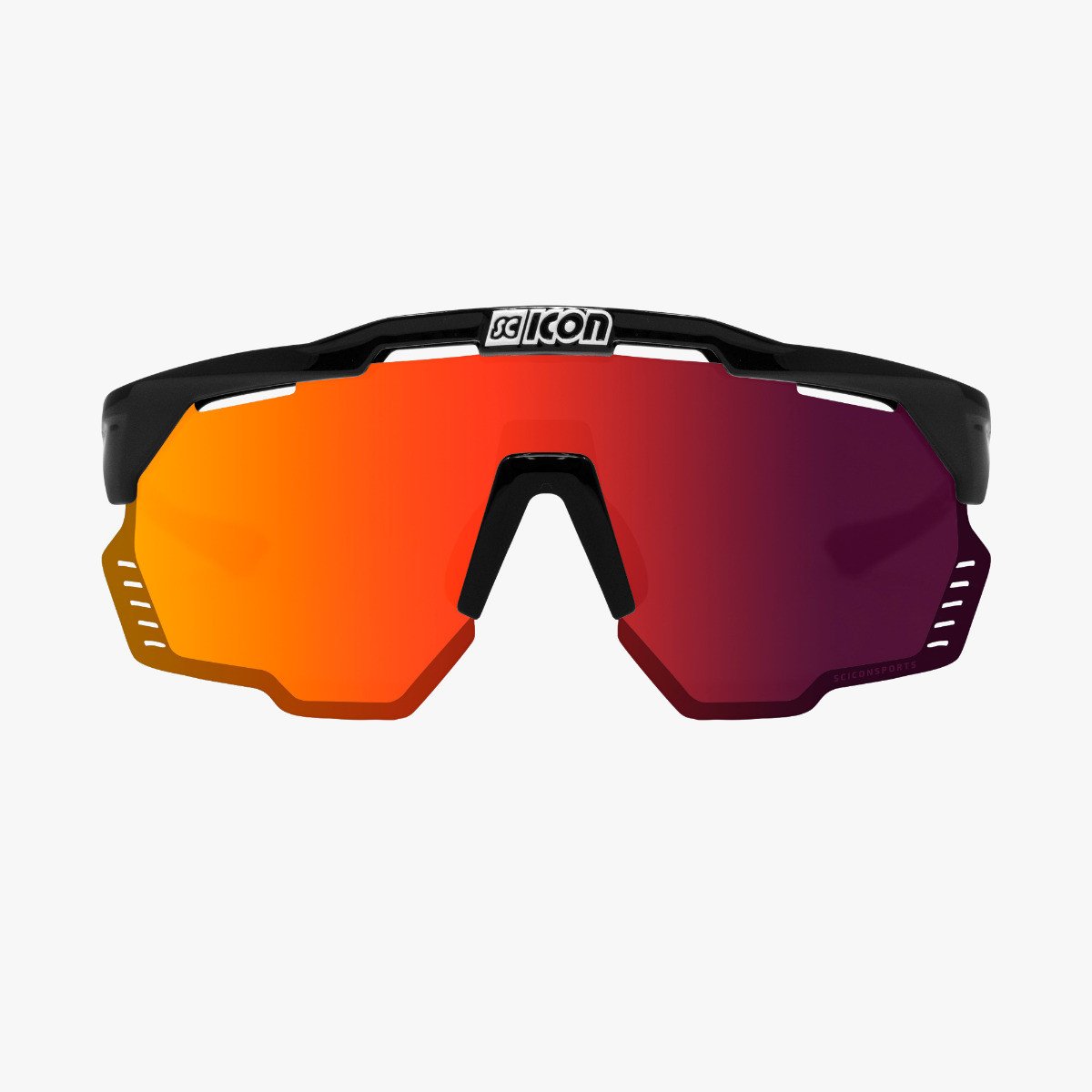 Scicon Sports | Aeroshade Kunken XL Performance Sunglasses - Black Gloss / Multimorror Red - EY31060200