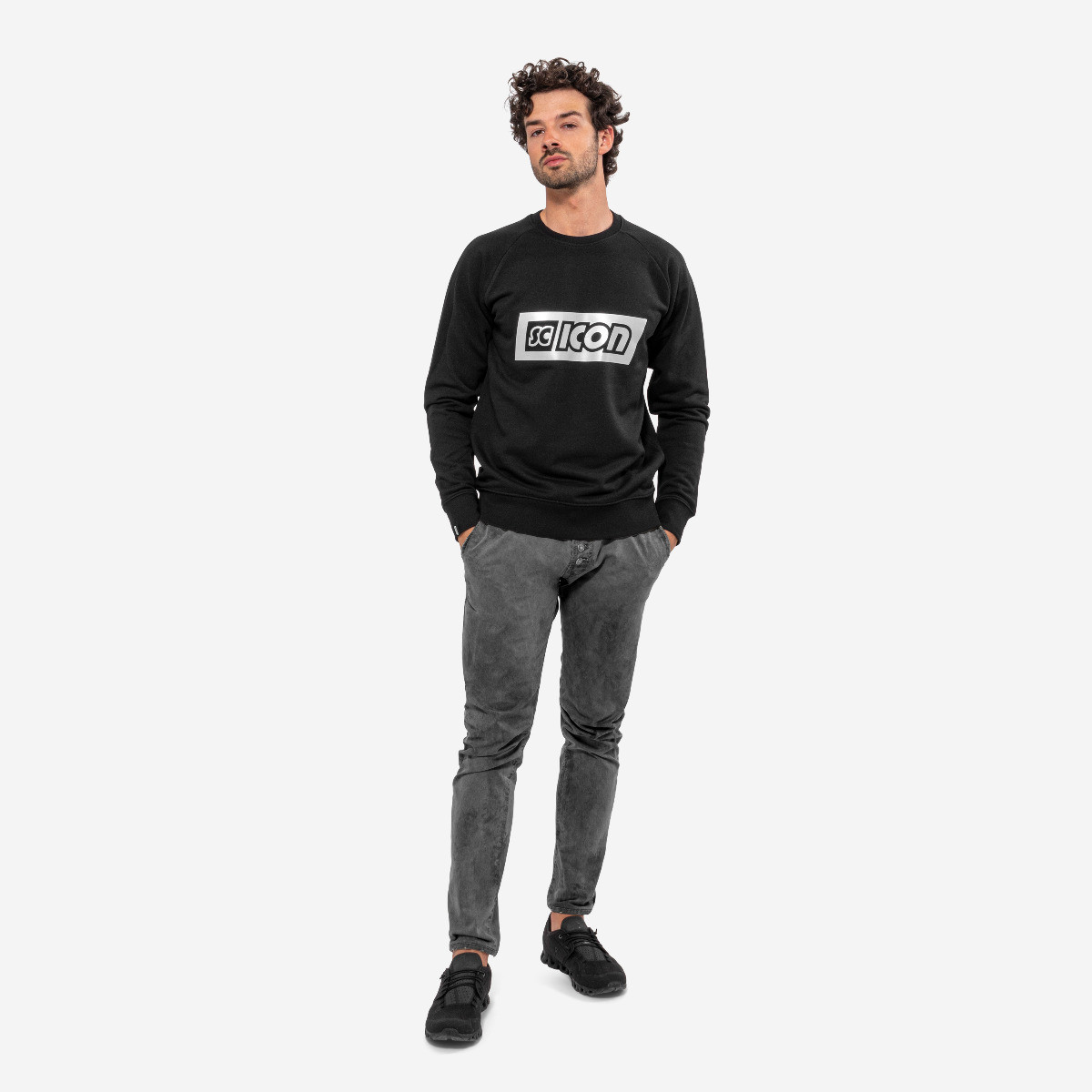 Scicon Sports | Crew Neck Sweater - Black - Reflective- Boxed - logo - SW52212