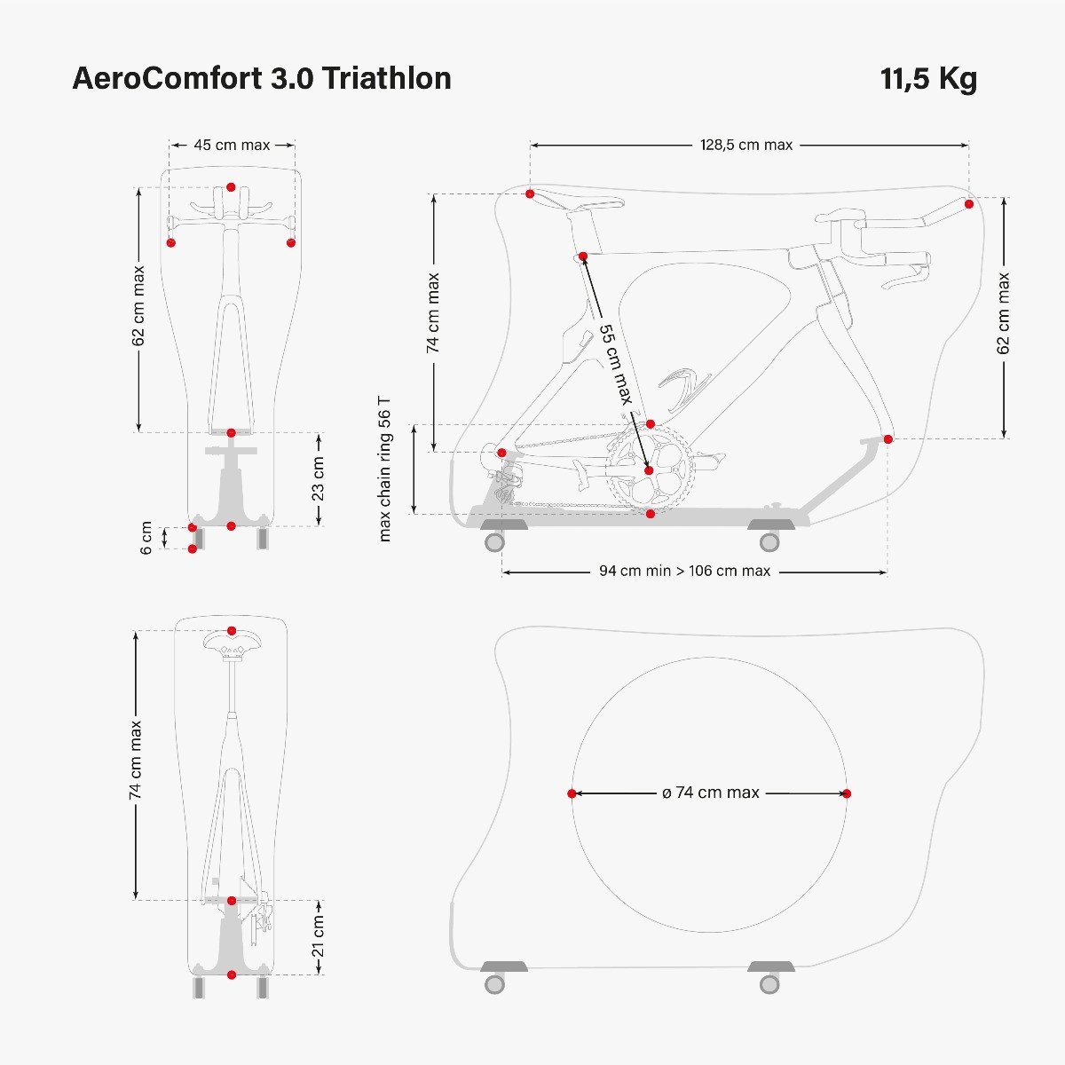 BOLSA PARA LLEVAR LA BICI DE TRIATHLON AEROCOMFORT 3.0