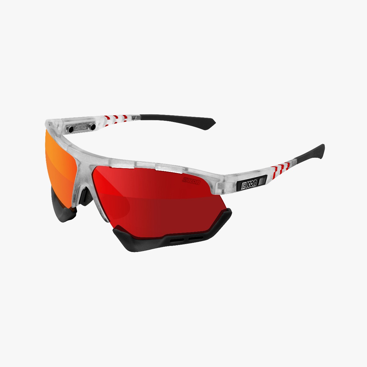 Scicon Sports | Aerocomfort Sport Cycling Performance Sunglasses - Frozen White / Red - EY15060503
