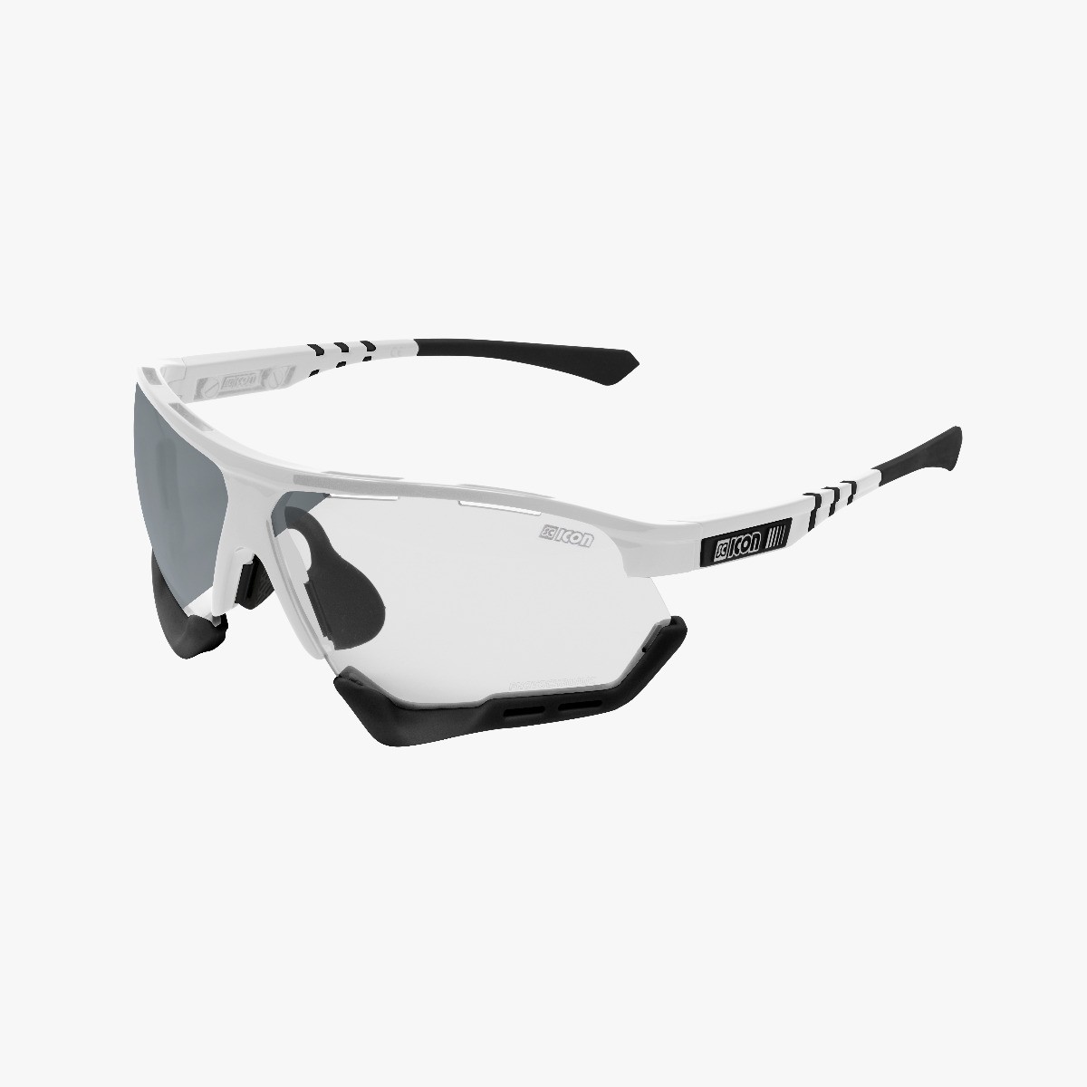 Aerocomfort cycling sunglasses scnxt photochromic white frame silver lenses EY19180405
