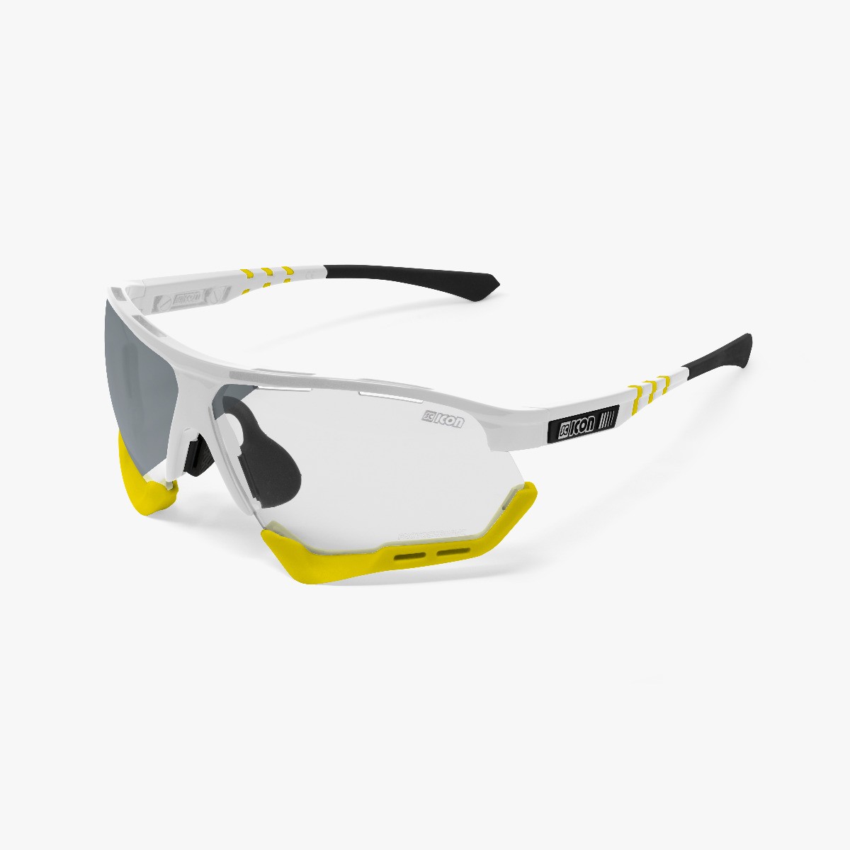 Aerocomfort cycling sunglasses scnxt photochromic white frame silver lenses EY19180405
