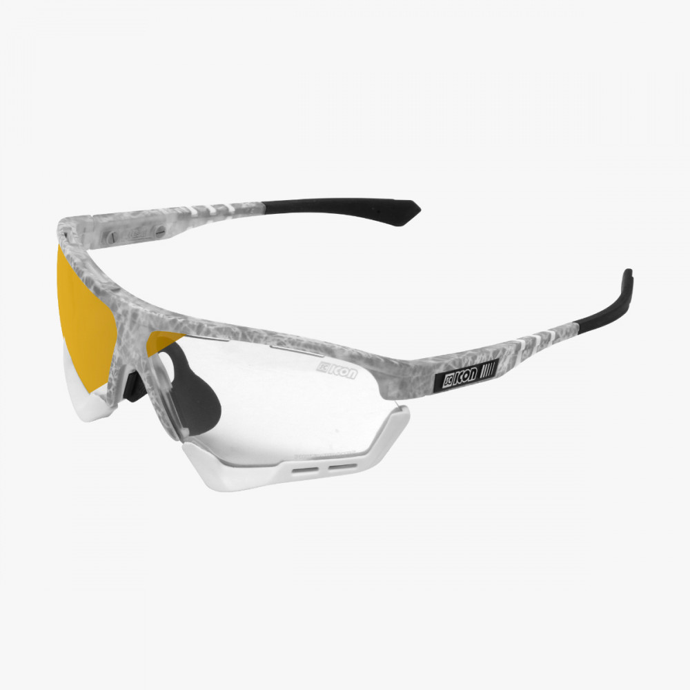 Scicon Sports | Aerocomfort Sport Cycling Performance Sunglasses - Frozen White / Photocromatic Bronze - EY15170501