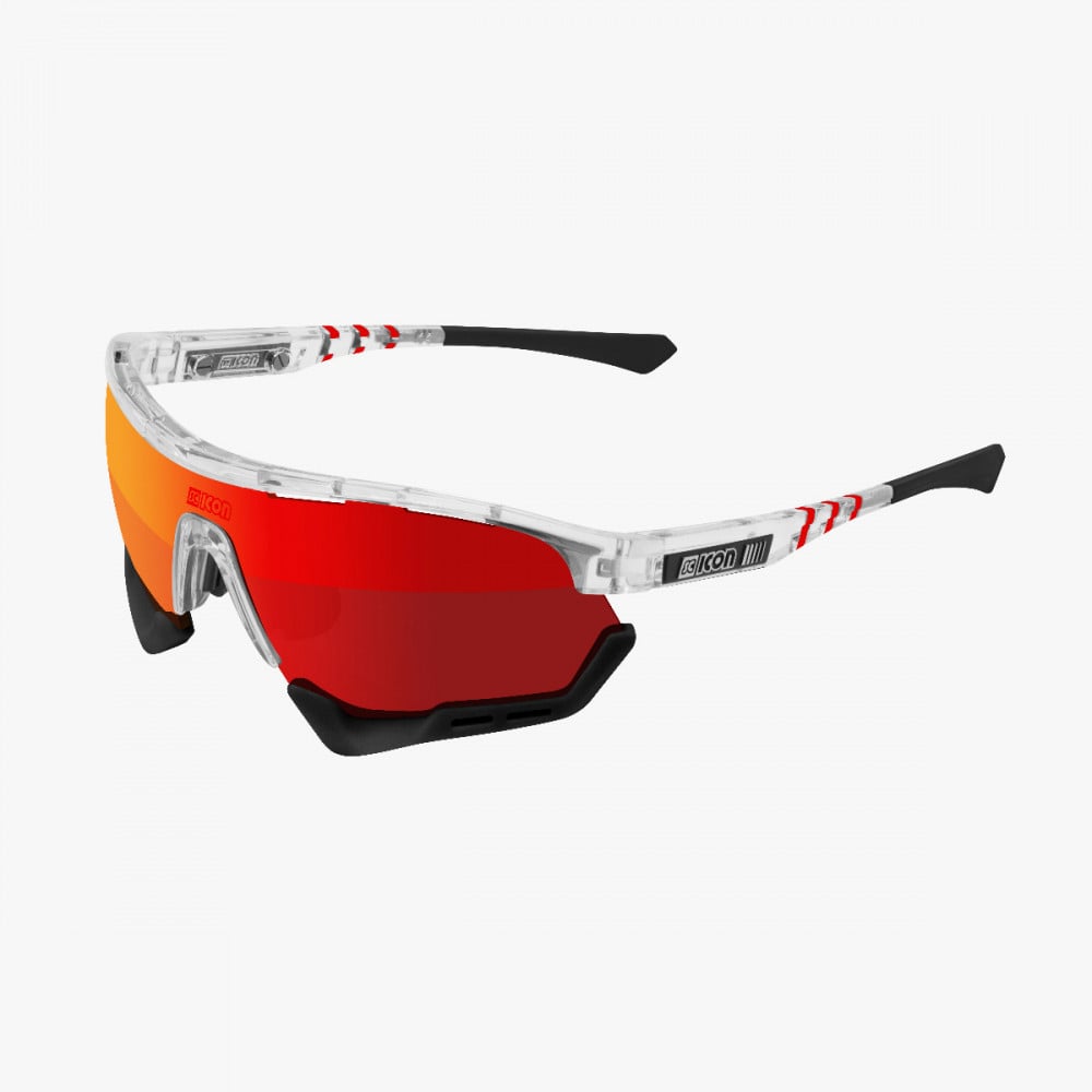 Scicon Sports | Aerotech Sport Cycling Performance Sunglasses - Crystal / Red - EY13060703
