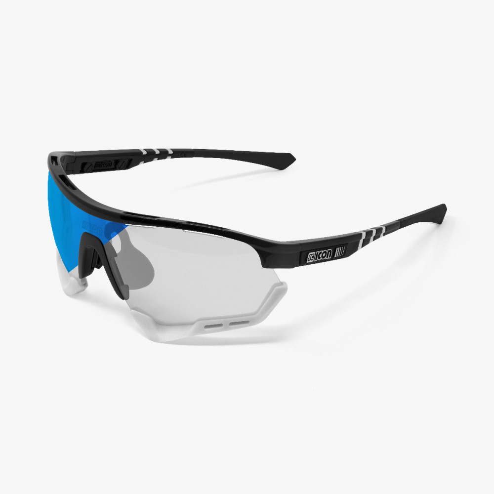 Scicon Sports | Aerotech Sport Cycling Performance Sunglasses - Black Gloss / Photocromatic Blue - EY13130202