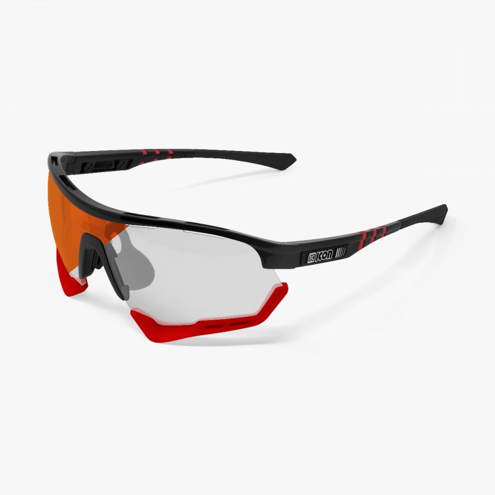 Scicon Sports | Aerotech Sport Cycling Performance Sunglasses - Black Gloss / Photocromatic Red - EY13160203