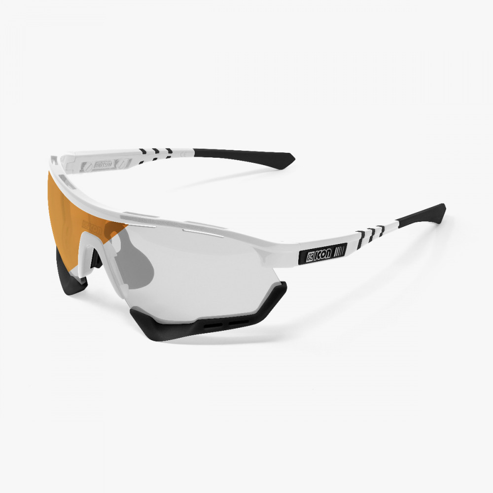 Scicon Sports | Aerotech Sport Cycling Performance Sunglasses - White Gloss / Photocromatic Bronze - EY13170401