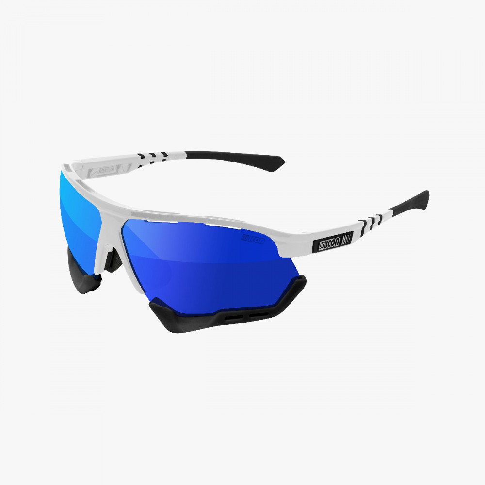 Scicon Sports | Aerocomfort Sport Cycling Performance Sunglasses - White / Blue - EY15030402
