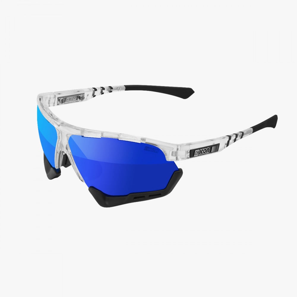 Scicon Sports | Aerocomfort Sport Cycling Performance Sunglasses - Crystal / Blue - EY15030702