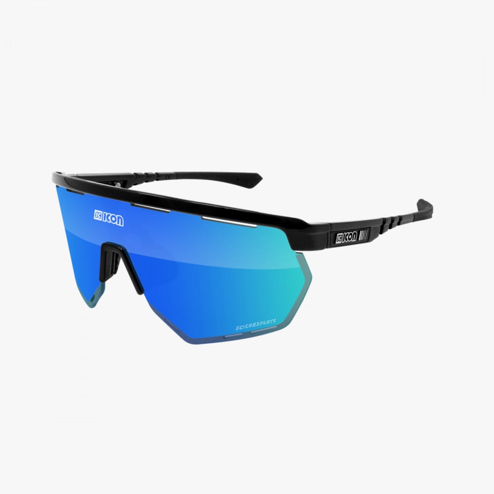 Scicon Sports | Aerowing Sport Performance Sunglasses - Black Gloss / Multimirror Blue - EY26030201