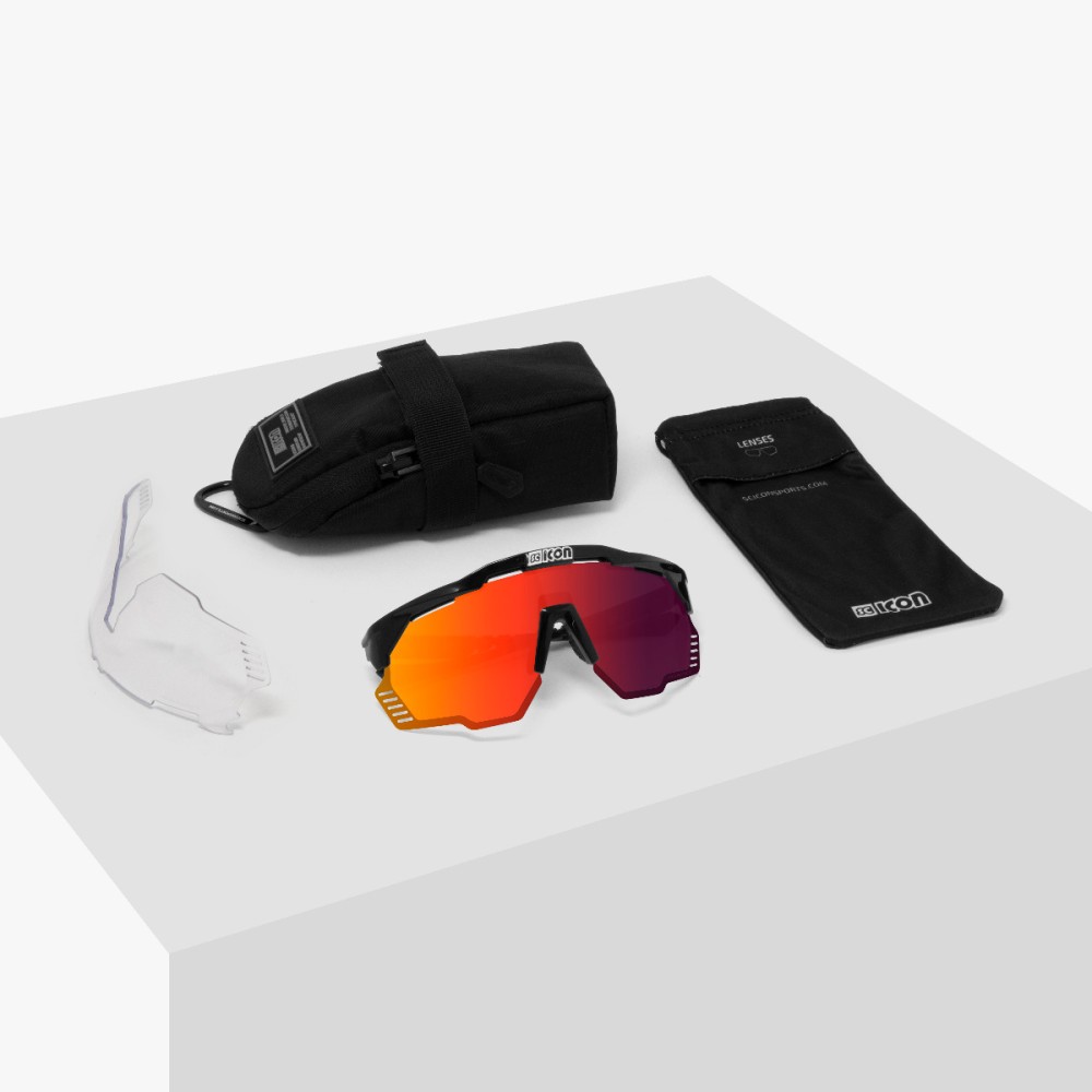 Scicon Sports | Aeroshade Kunken XL Performance Sunglasses - Crystal Gloss / Multimorror Red - EY31060700