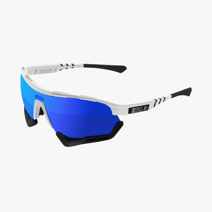 Scicon Sports | Aerotech Sport Cycling Performance Sunglasses - White / Blue - EY13030402