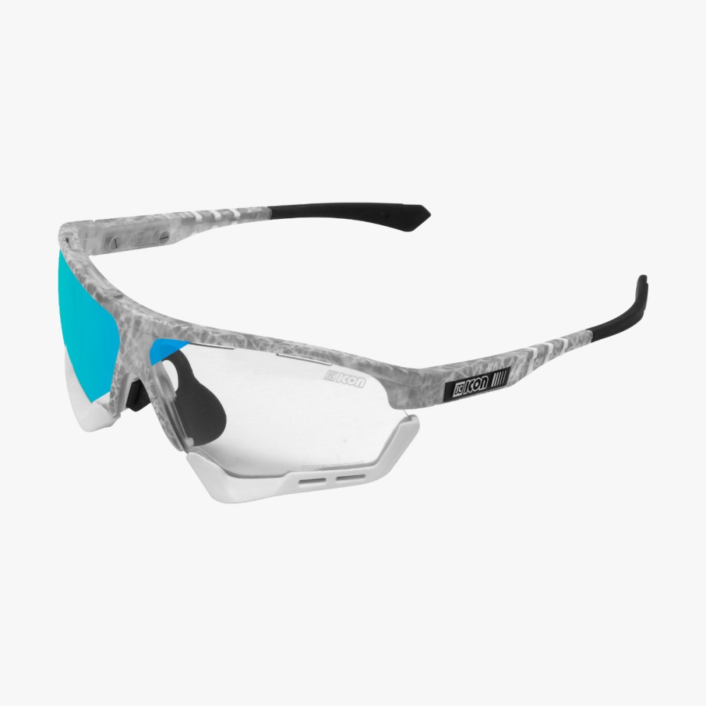 Scicon Sports | Aerocomfort Sport Cycling Performance Sunglasses - Frozen White / Photocromatic Blue - EY15130502