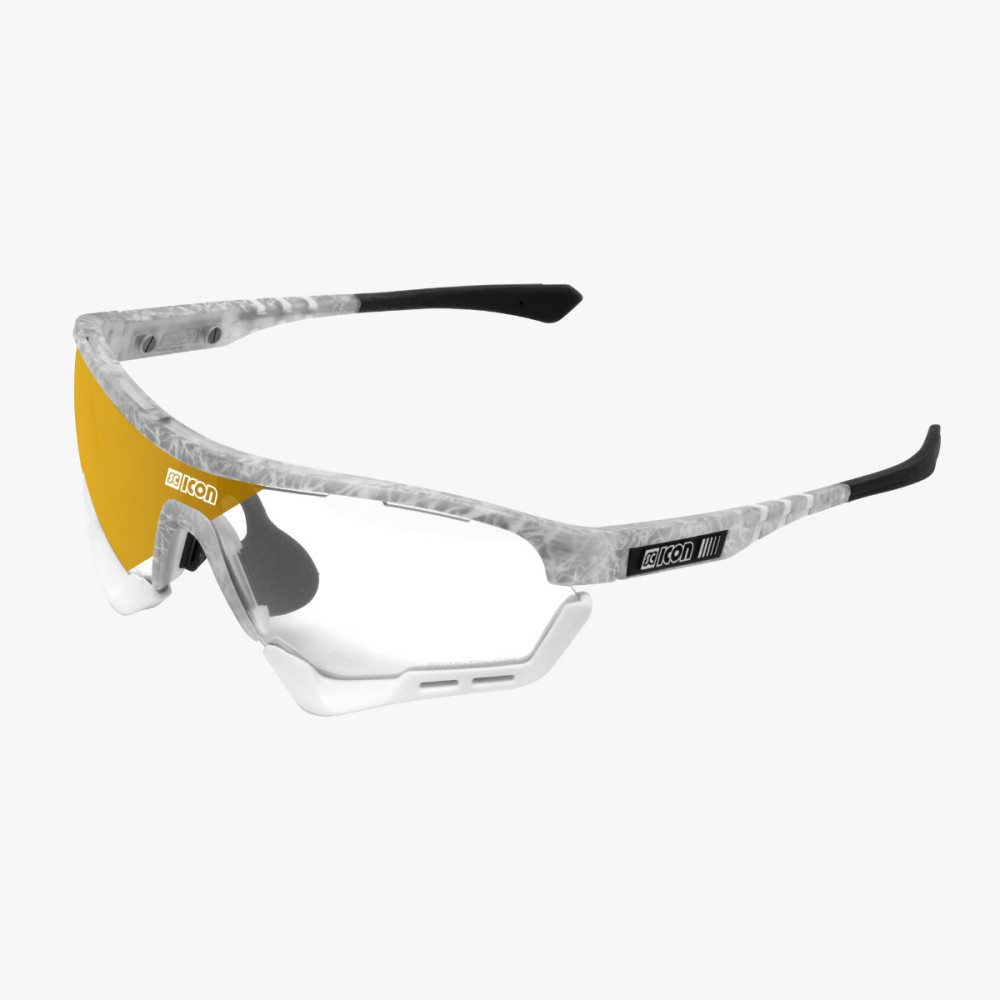 Scicon Sports | Aerotech Sport Cycling Performance Sunglasses - Frozen White / Photocromatic Bronze - EY13170501