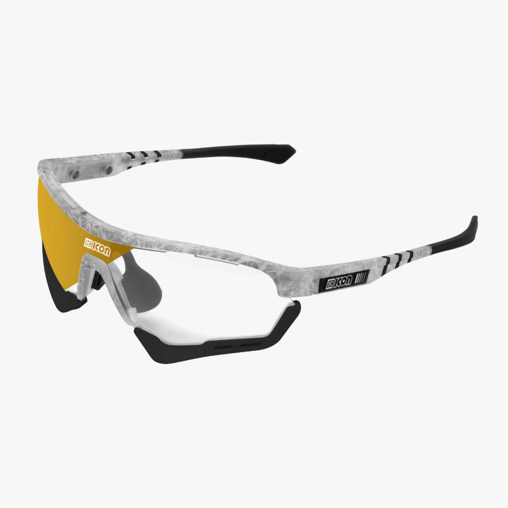 Scicon Sports | Aerotech Sport Cycling Performance Sunglasses - Frozen White / Photocromatic Bronze - EY13170501