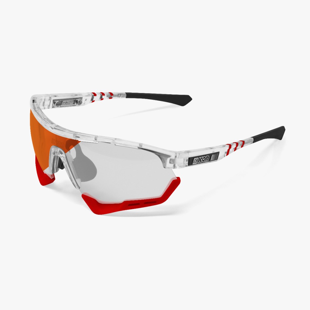 Scicon Sports | Aerotech Sport Cycling Performance Sunglasses - Crystal / Photocromatic Red - EY13160703