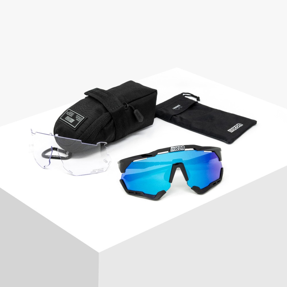 Scicon Sports | Aeroshade XL Cycling Sunglasses - Black Gloss / Multimirror Blue - EY25030201