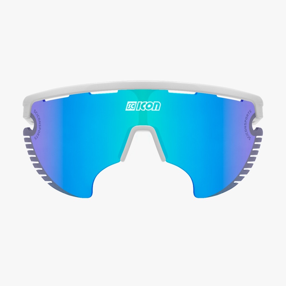 Scicon Sports | Aerowing Lamon Sport Performance Sunglasses - White Gloss / Multimirror Blue - EY30030800