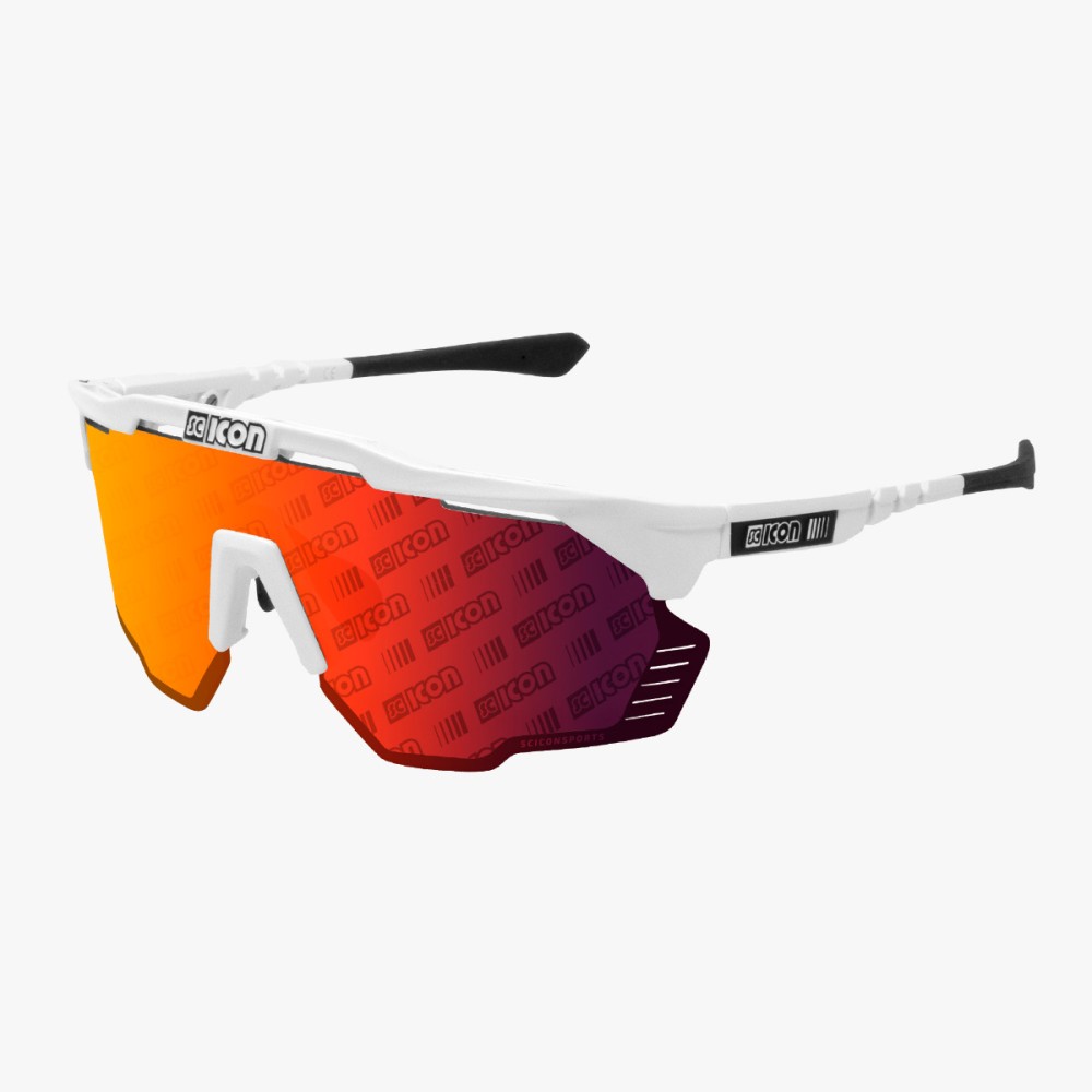 Scicon Sports | Aeroshade Kunken Performance Sunglasses - White Gloss / Multimirror Red Monogram - EY31130800